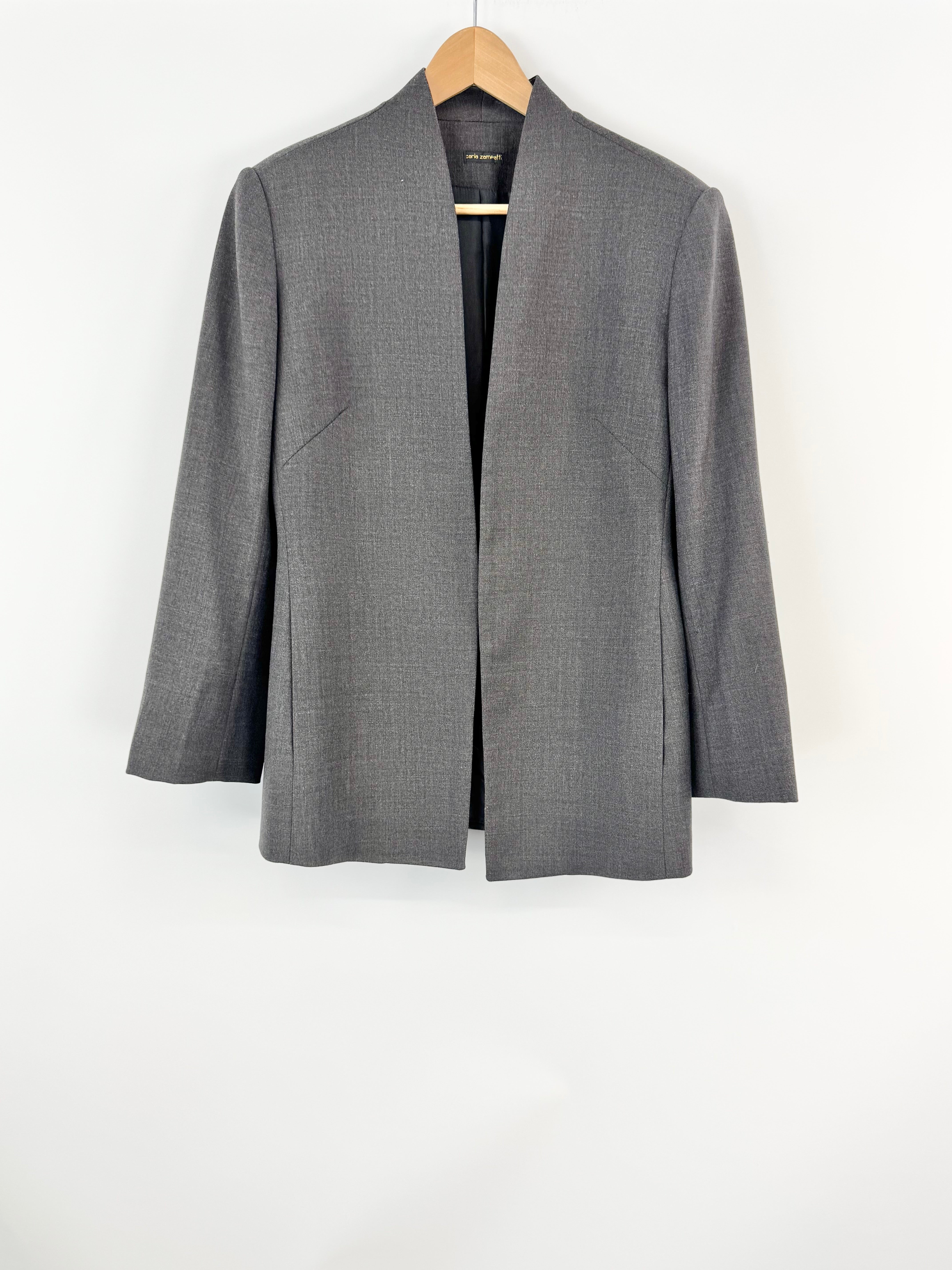 Carla Zampatti Ash Grey Wool Skirt & Blazer - AU10