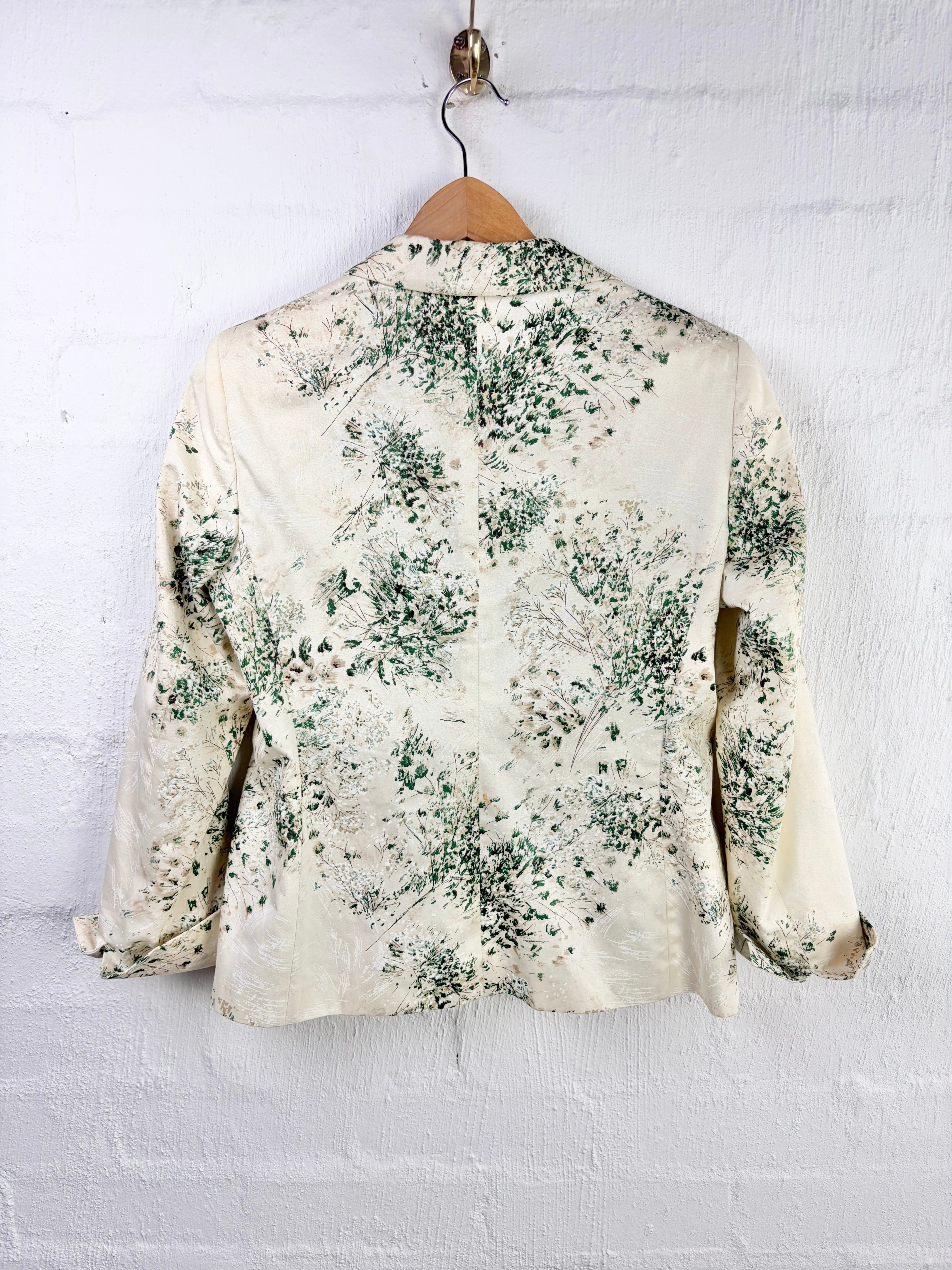 Max Mara Printed Green and Cream Blazer - AU14