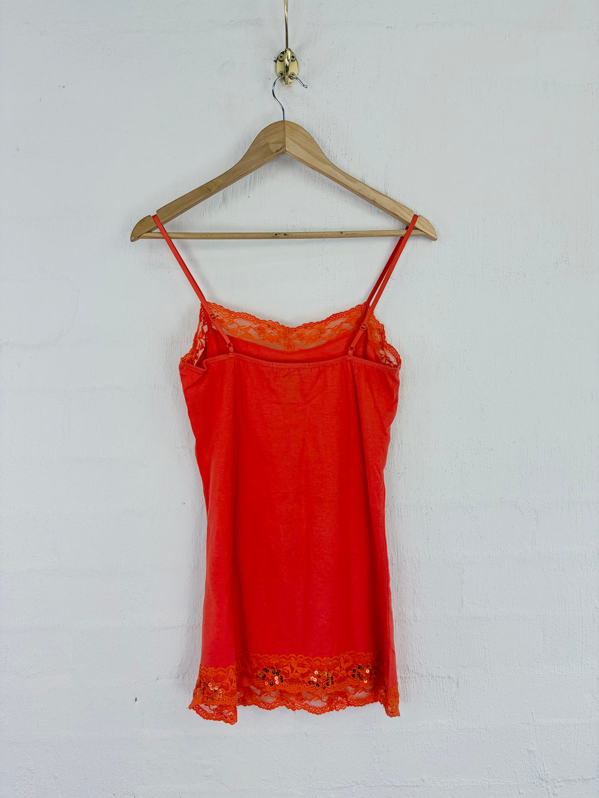 Excepsion Y2K Orange Lace Trim Tank - AU14/16