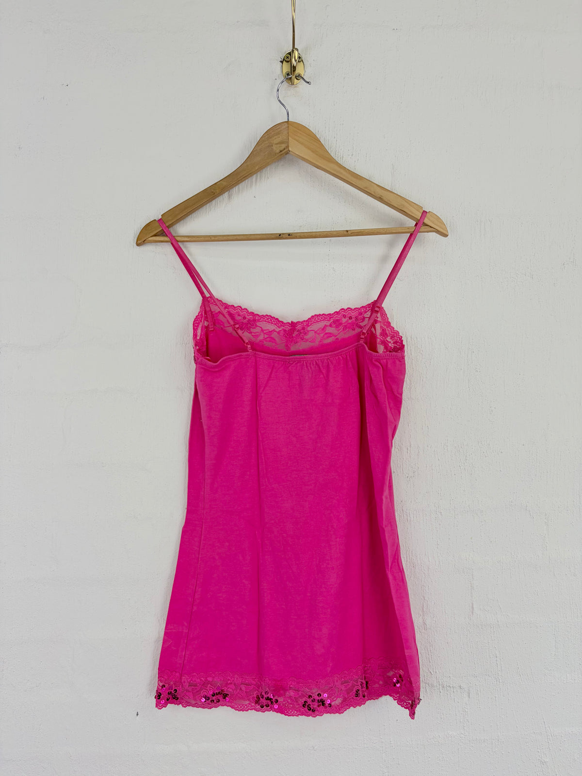 Excepsion Y2K Hot Pink Lace Trim Tank - AU14/16