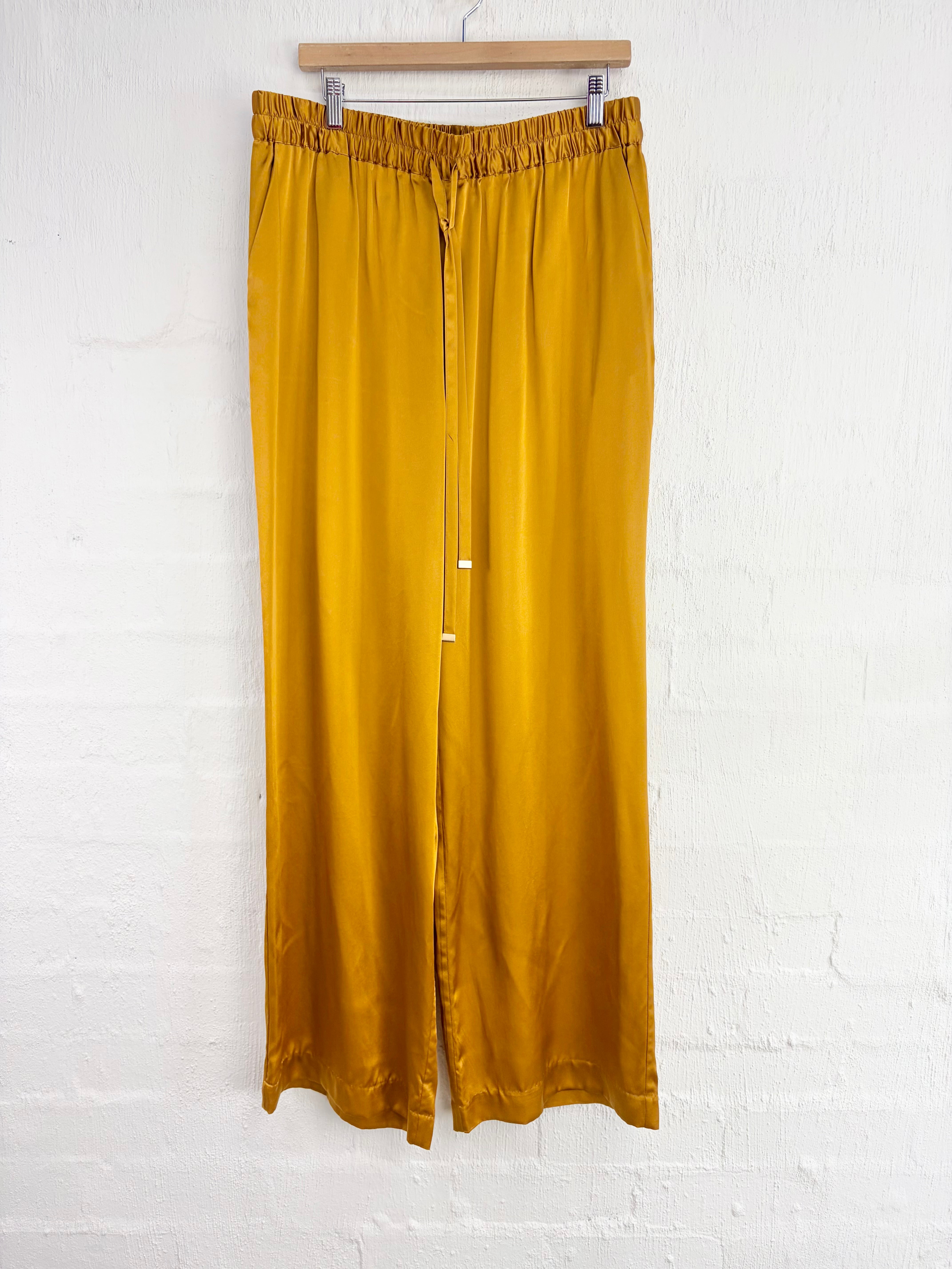 Husk Bright Gold Silk Drawstring Slacks - AU16