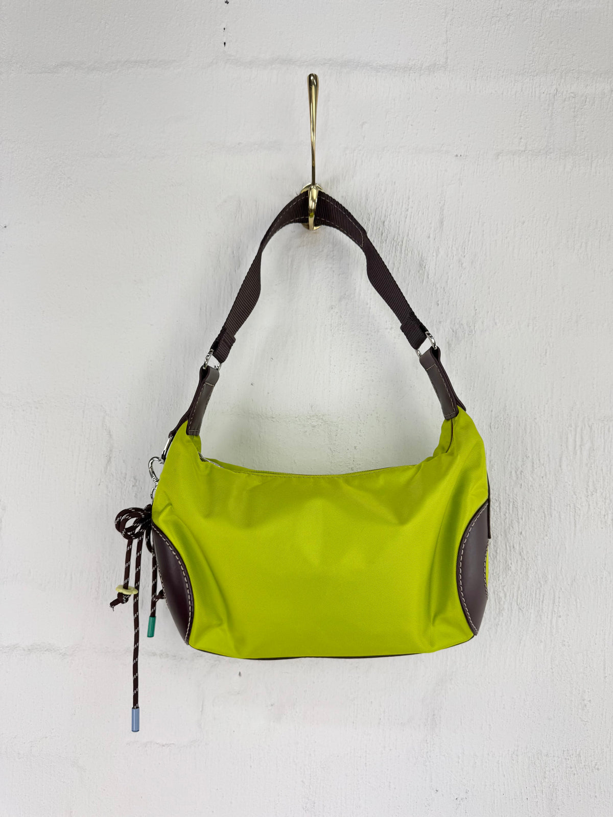 Lancel Lime Green Nylon Shoulder Bag