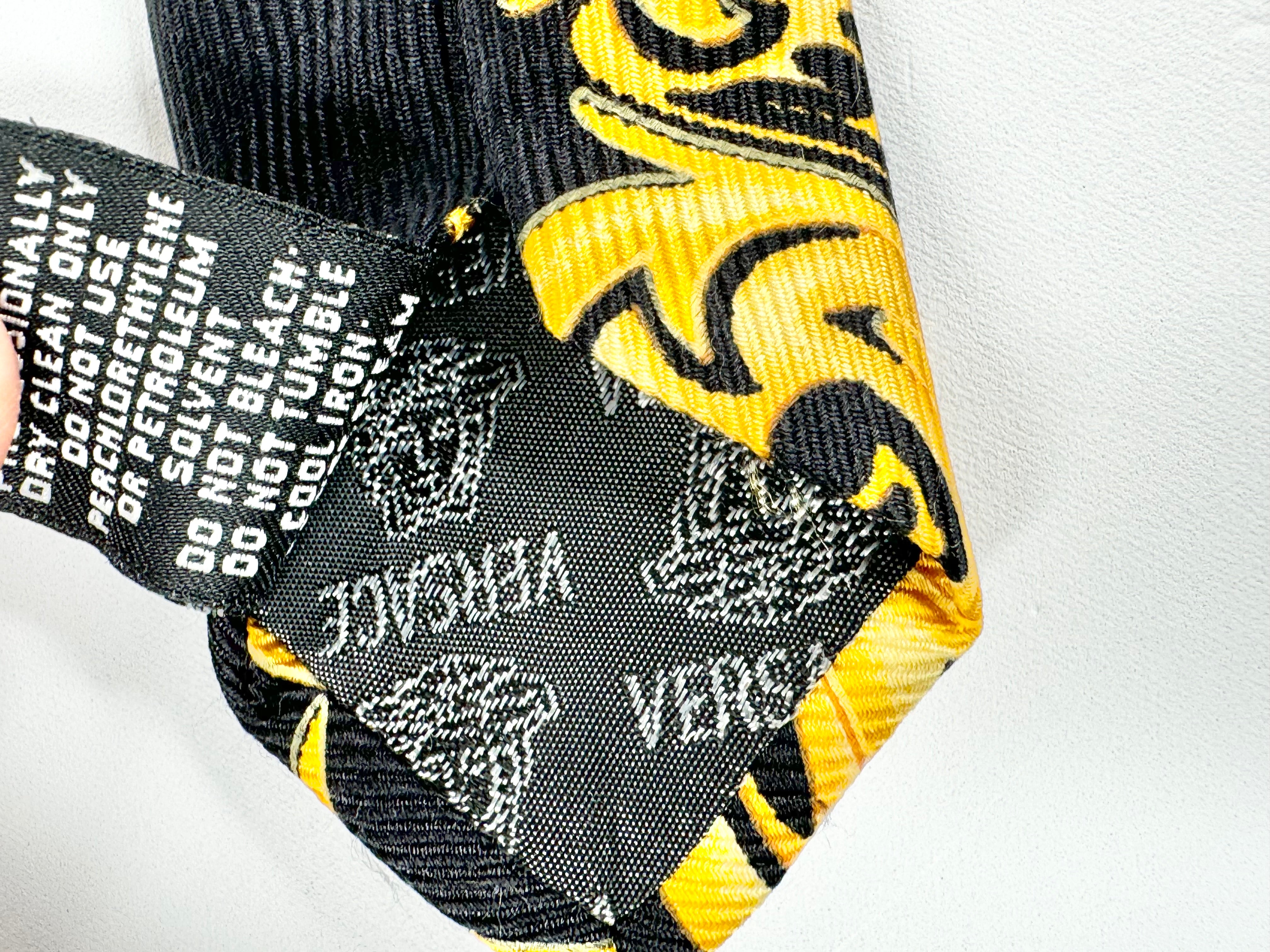Versace Black & Gold Brocade Pattern Silk Tie