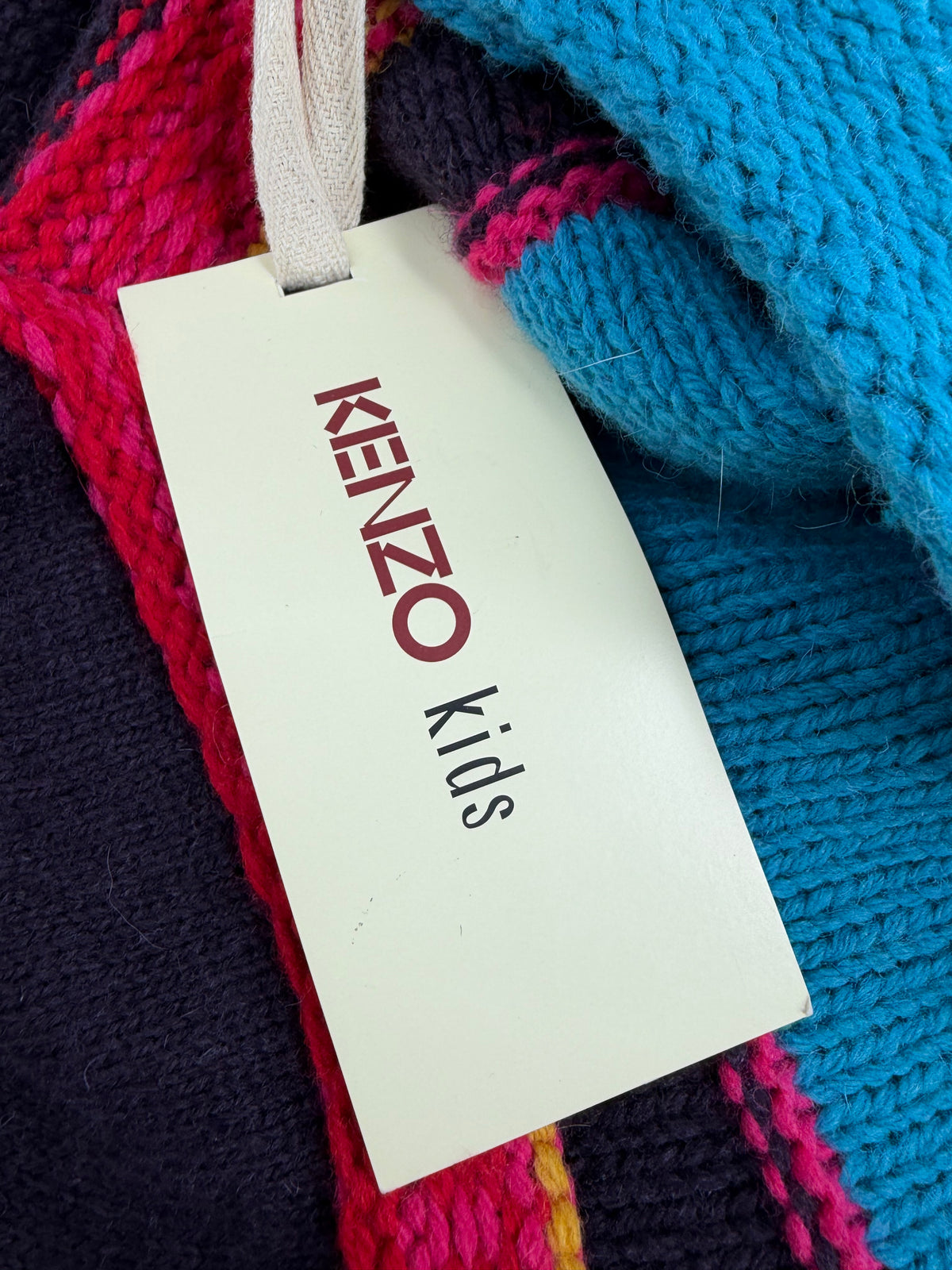 Kenzo Kids Blue, Purple & Pink Striped Long Sleeve Wool Blend Dress - AU4/6
