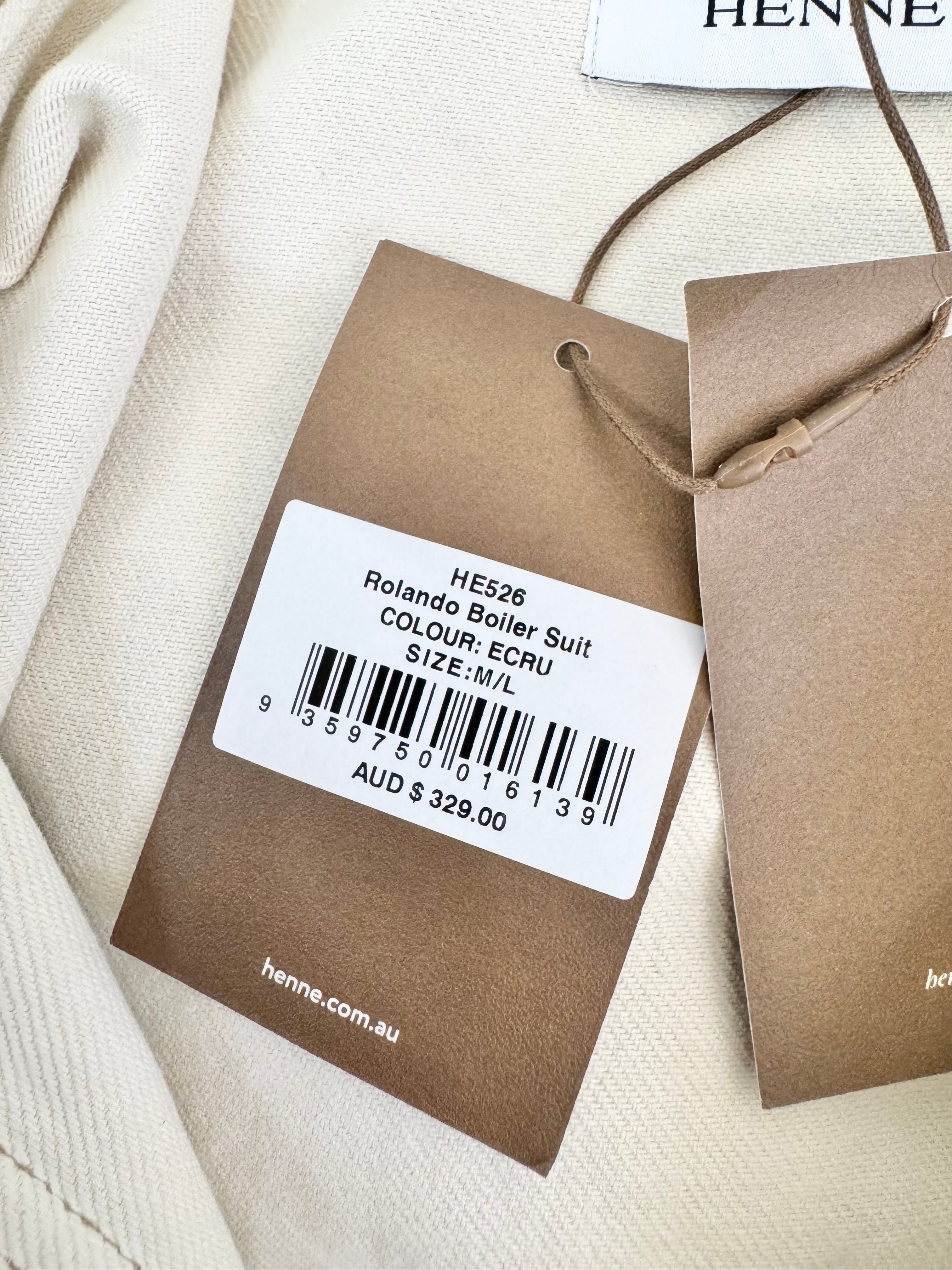Henne Ecru 'Rolando' Boiler Suit - AU10/12