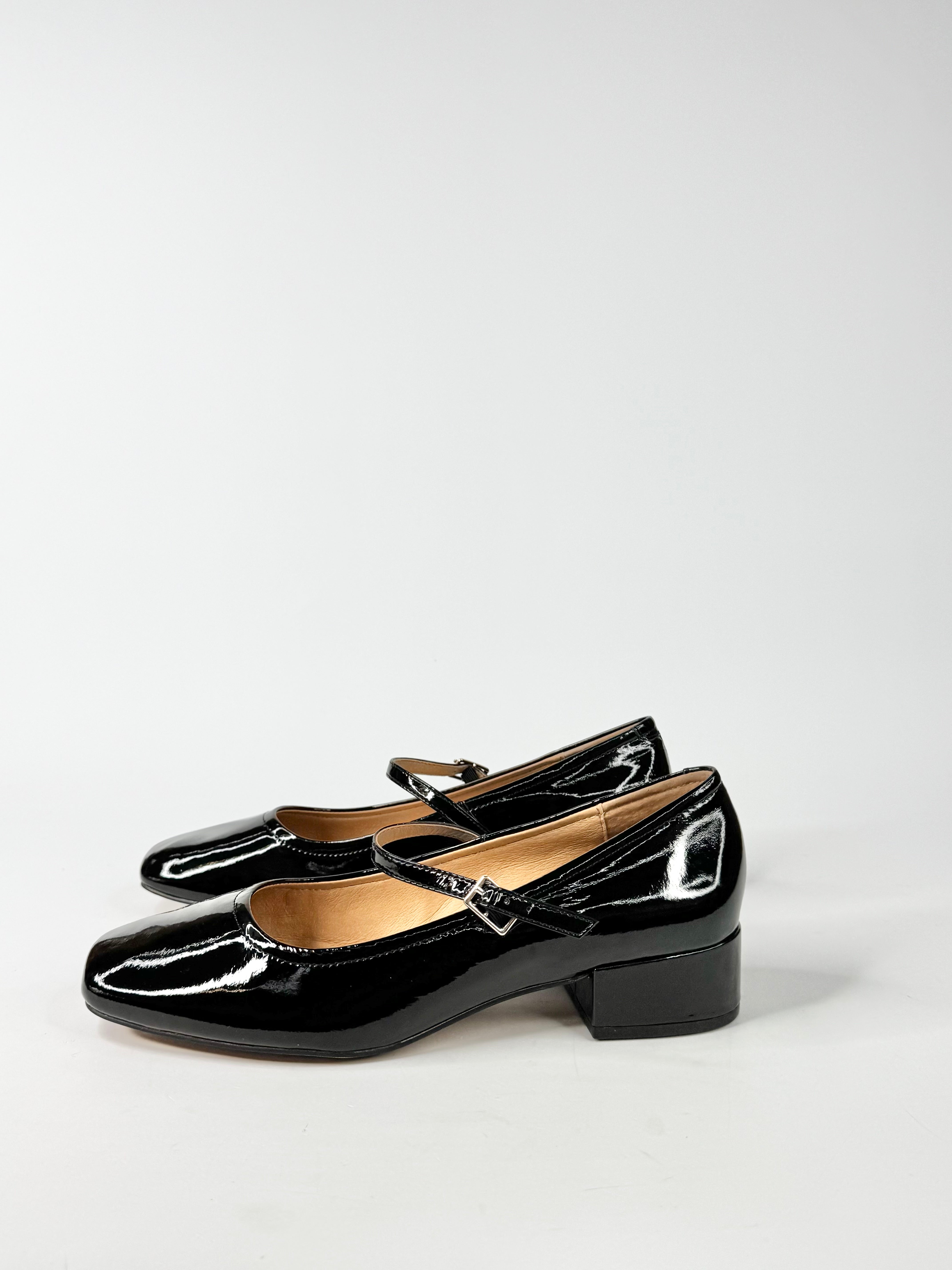 MFW Diana Ferrari Islah Black Leather Mary Jane Heels - EU41