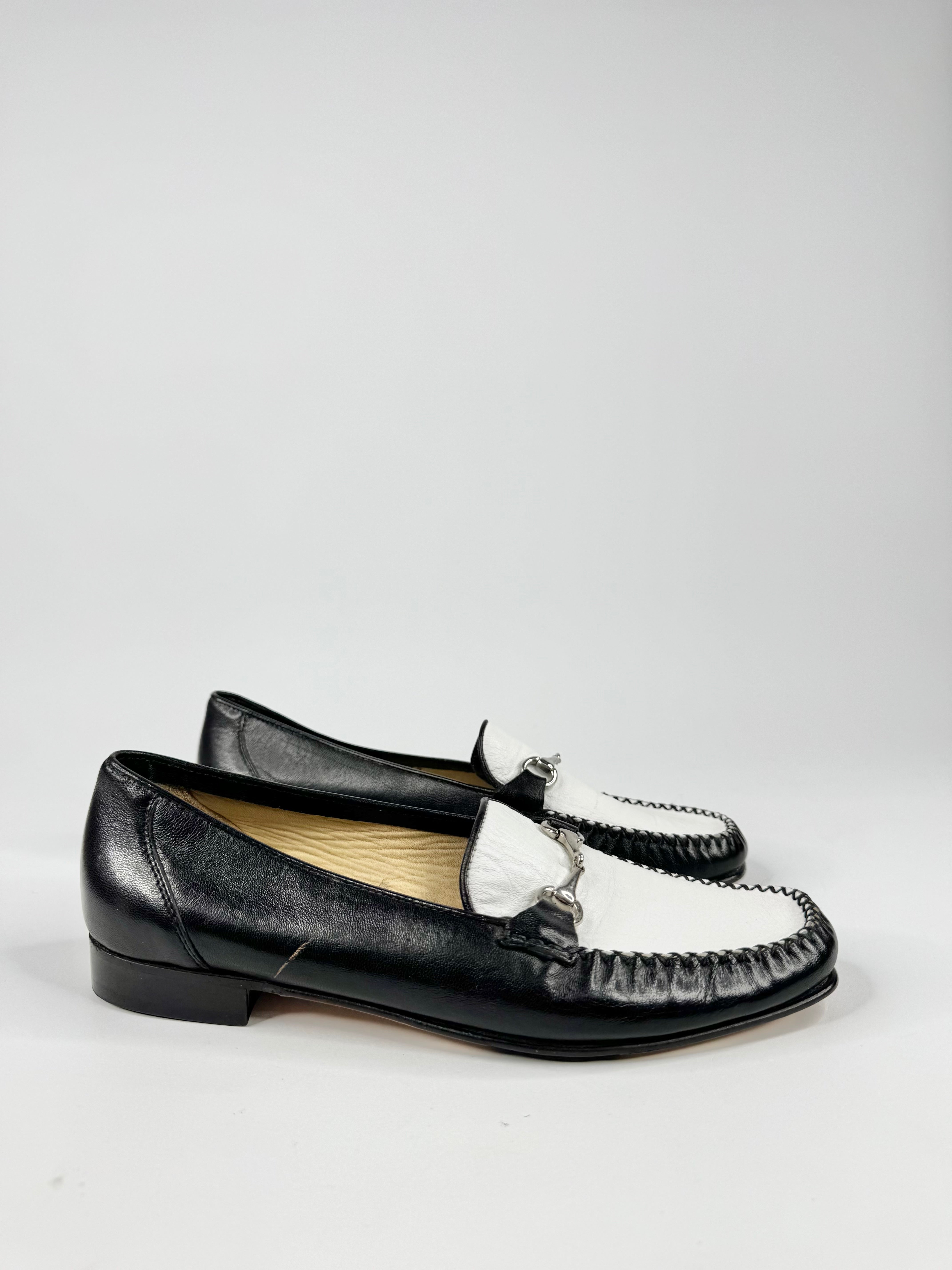 Neo Italy Black & White Horsebit Loafers - EU39