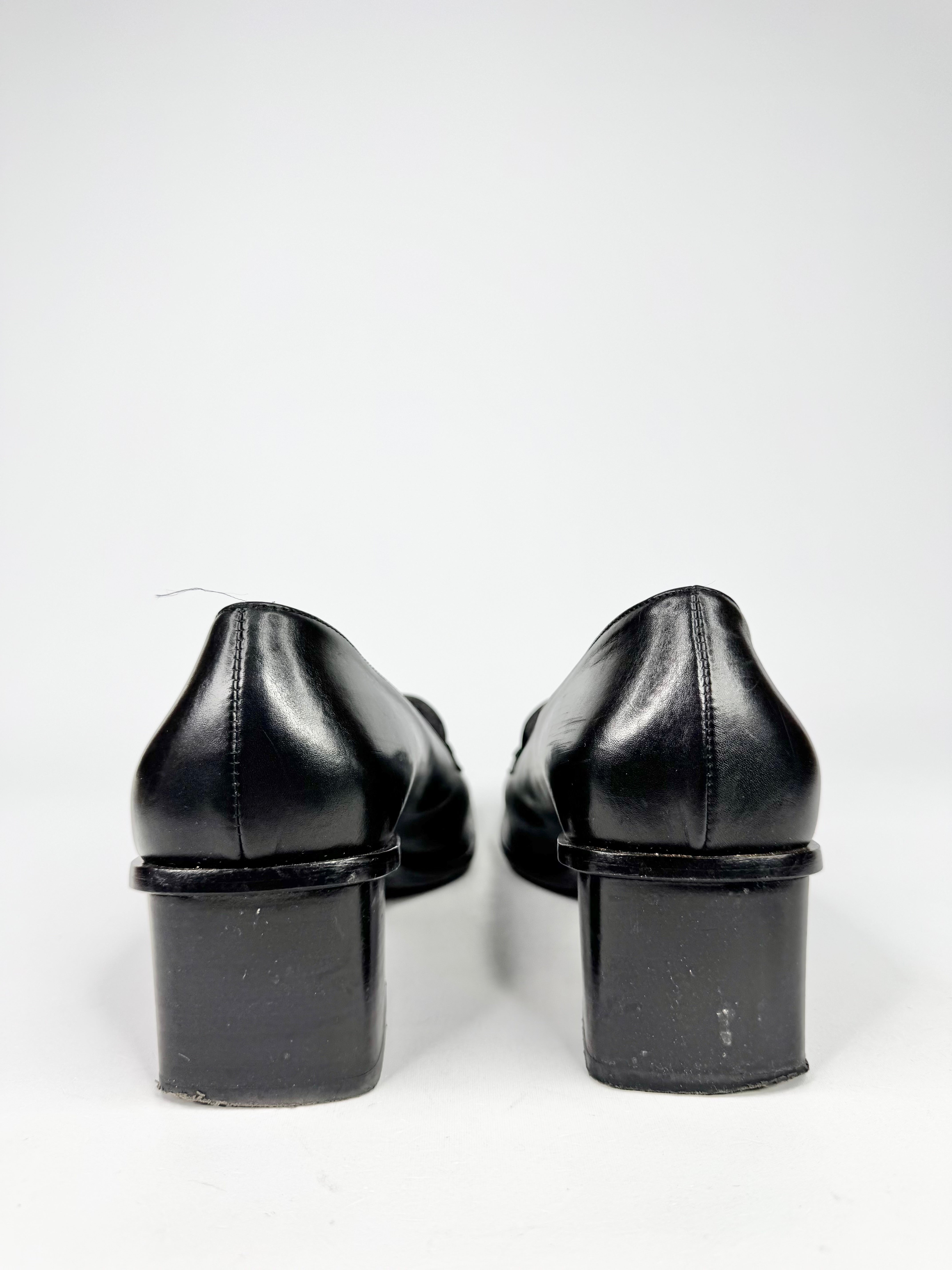 Vintage 90s Bally 'Fraoli' Black Heeled Loafers - EU40