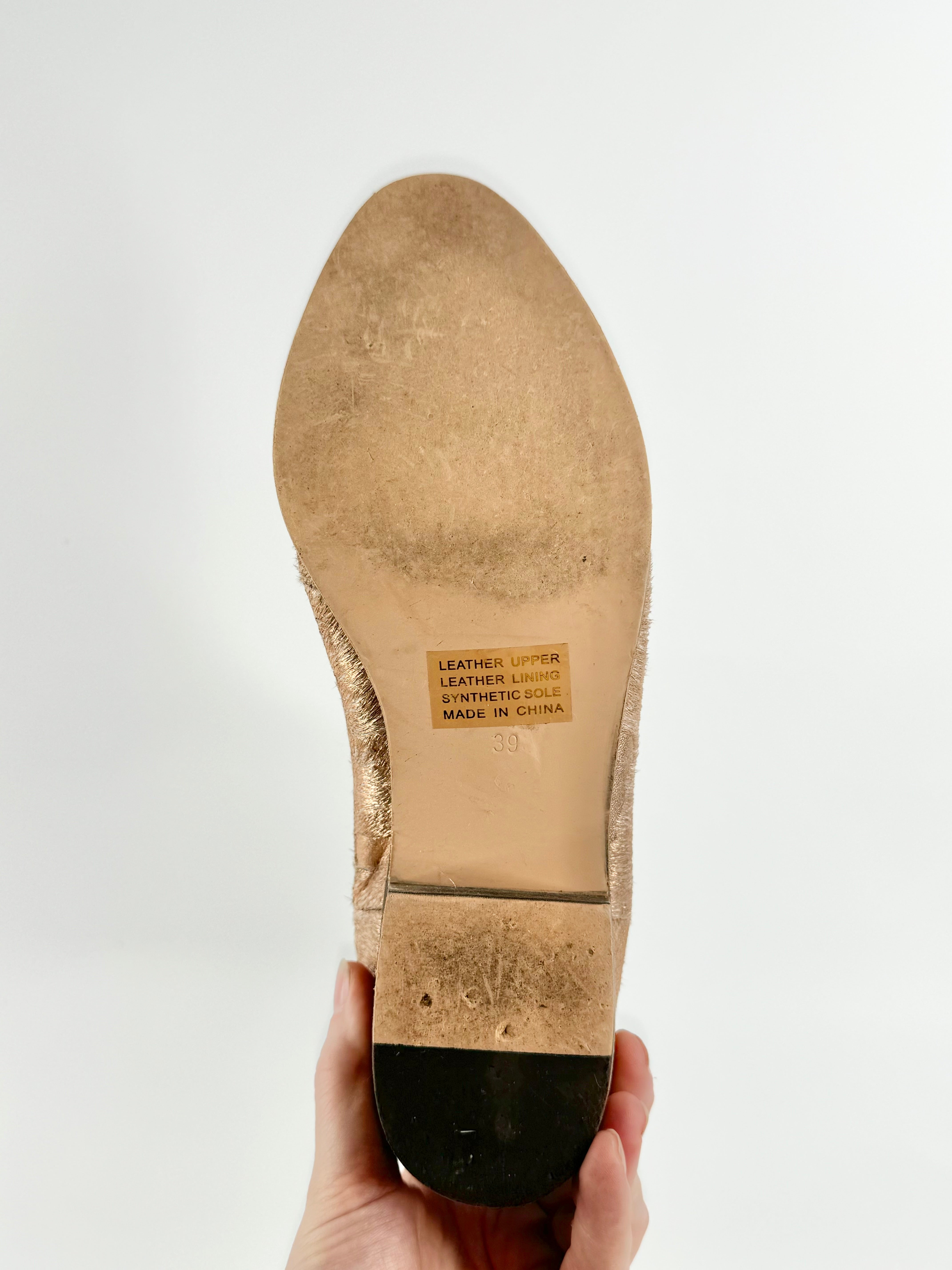 Mollini Rose Gold 'Zallas' Fur Ankle Boots - EU39