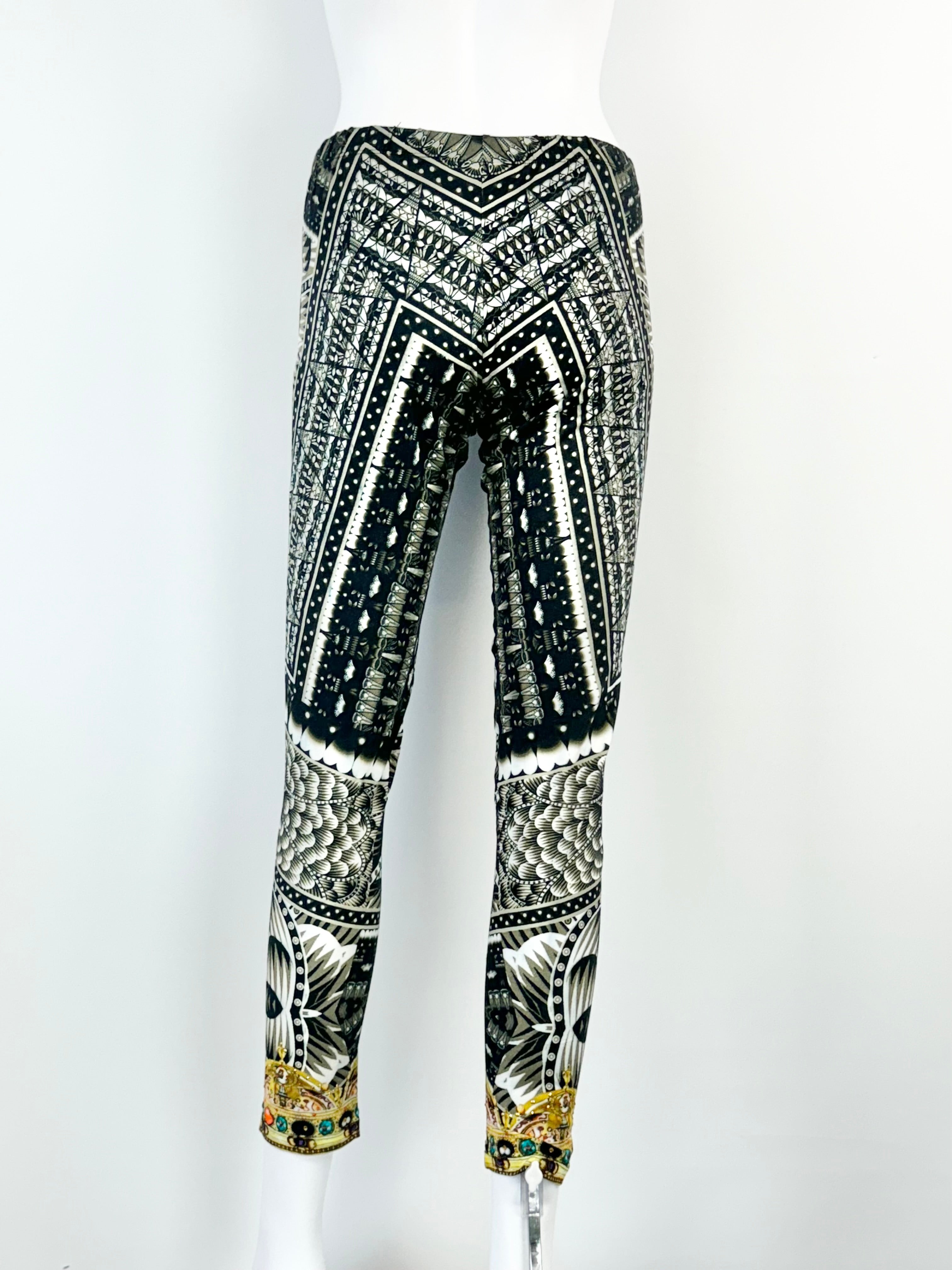 Camilla Black Patterned Leggings - AU8/10