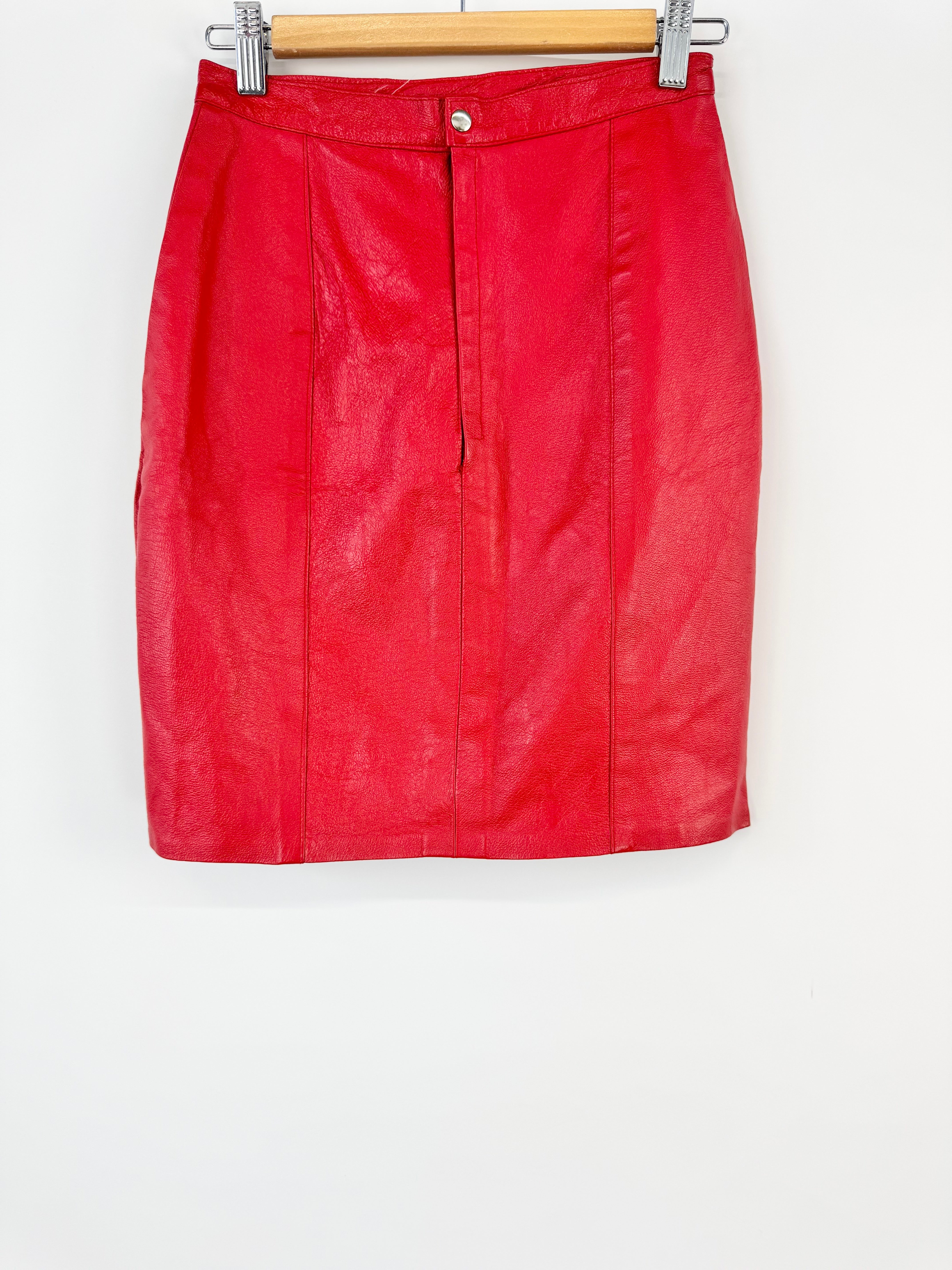 H&D Red Leather Mini Skirt - AU8/10