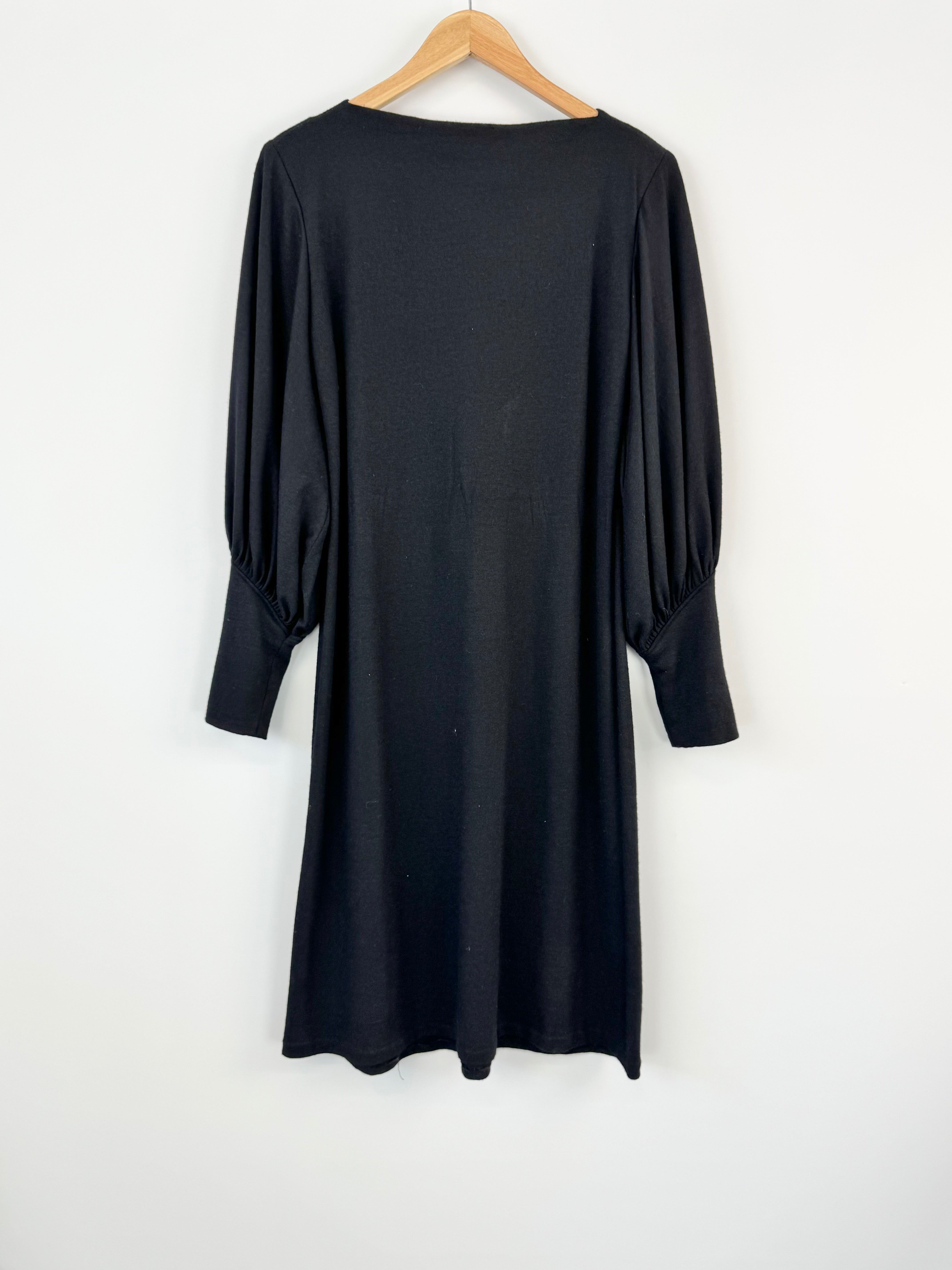 Noel Wells Black Bishop-Sleeve Below the Knee Dress - AU10