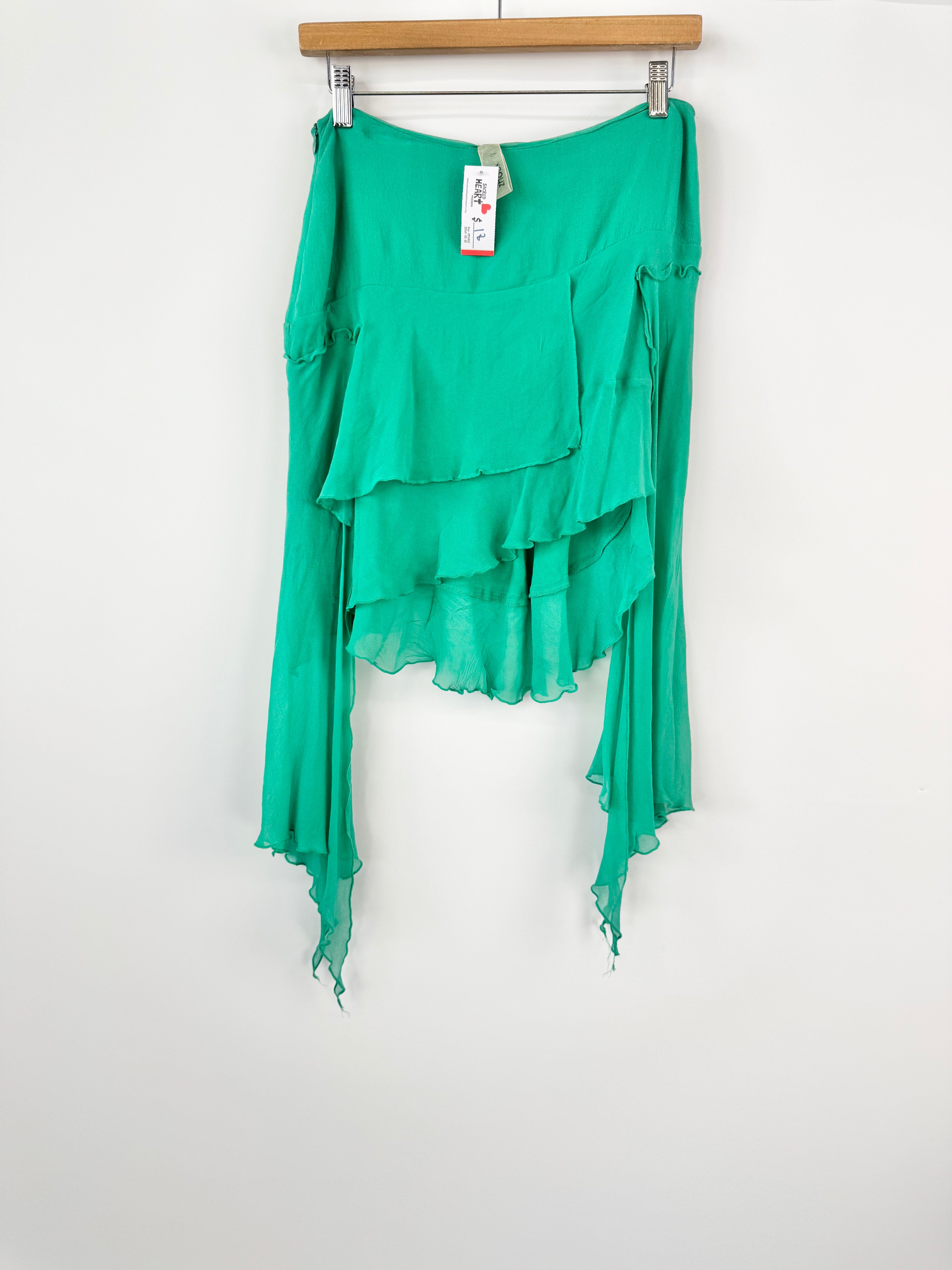 ZHOUK Jade Y2K Chiffon Asymmetrical Mini Skirt - AU8