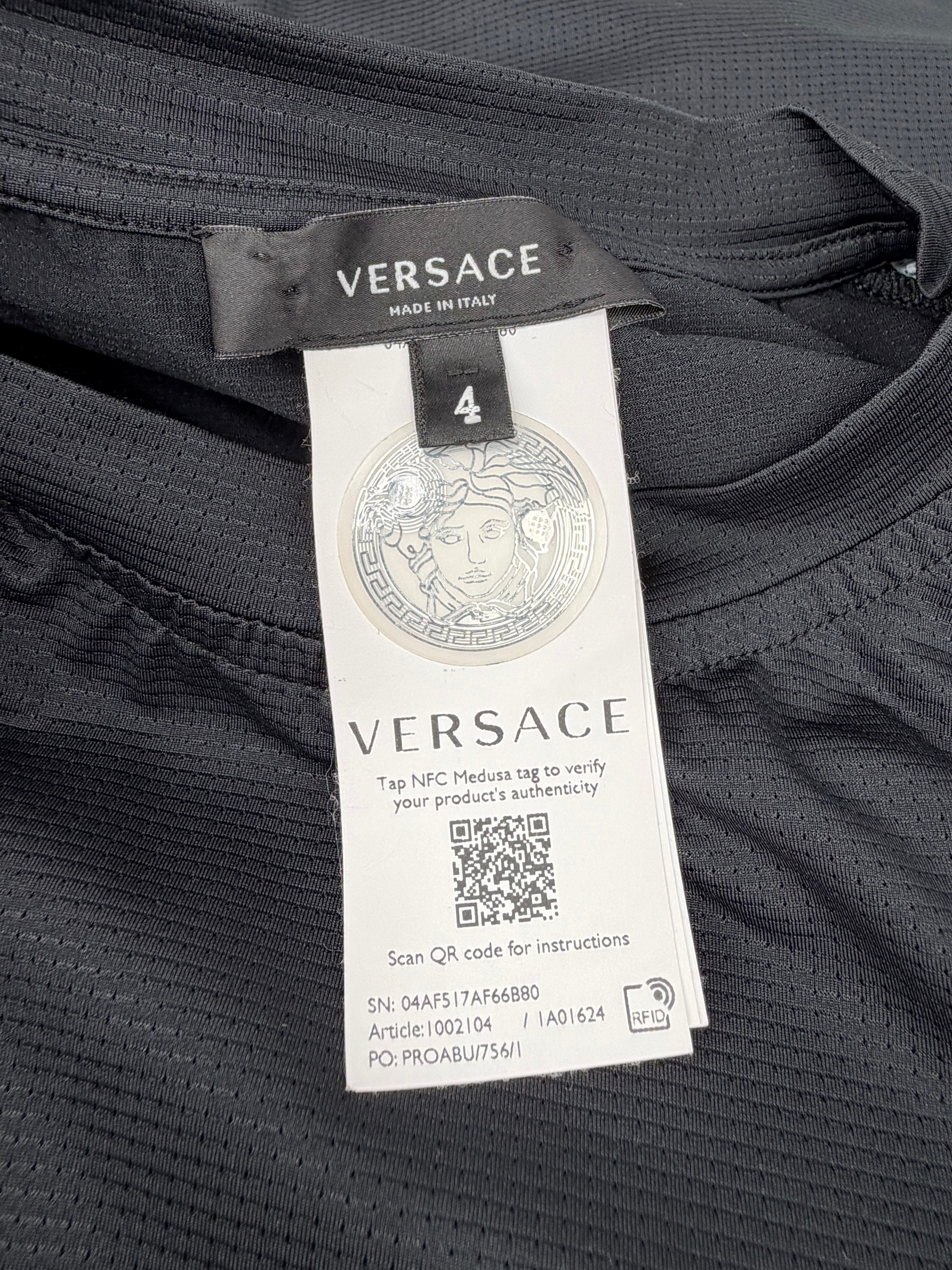 Versace Black & Green Embellished Gym Wear Tank Top - L