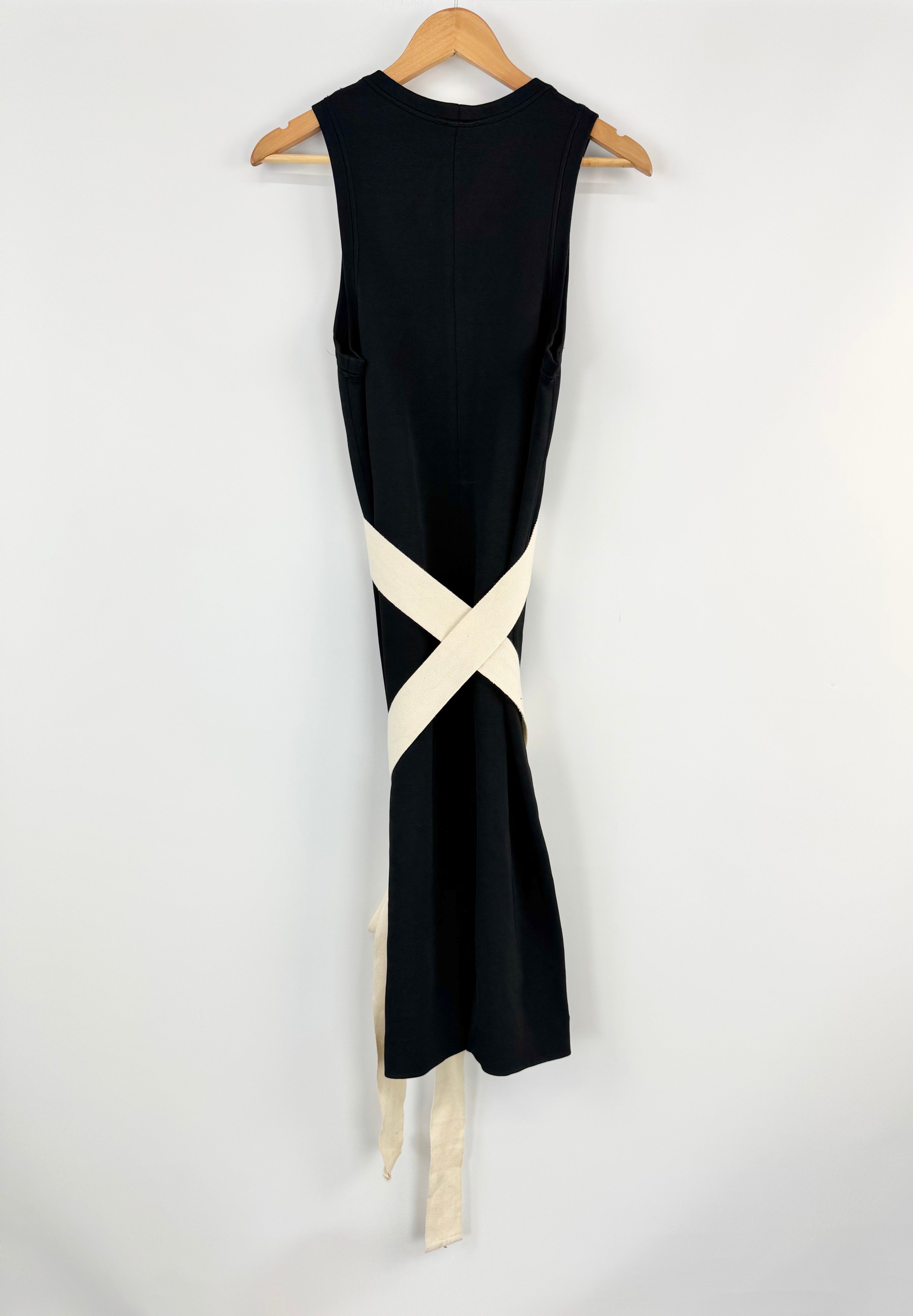 Bassike Black White Tie Sleeveless Midi Dress - AU10