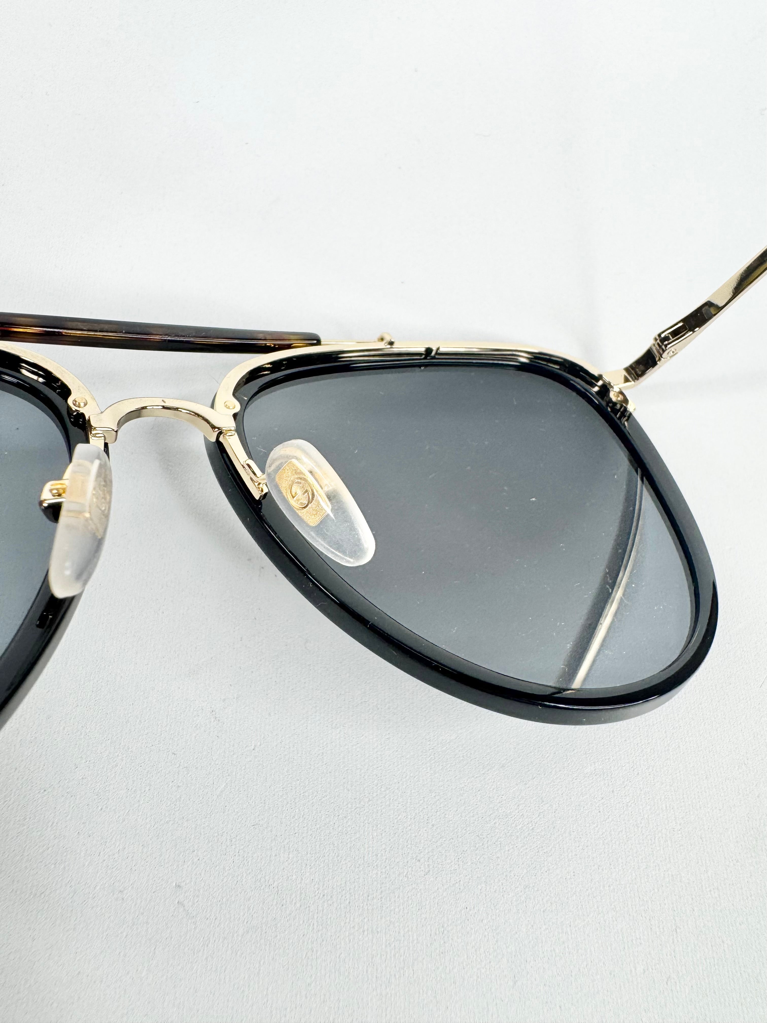 Gucci GG0672S Black & Gold Aviator Sunglasses