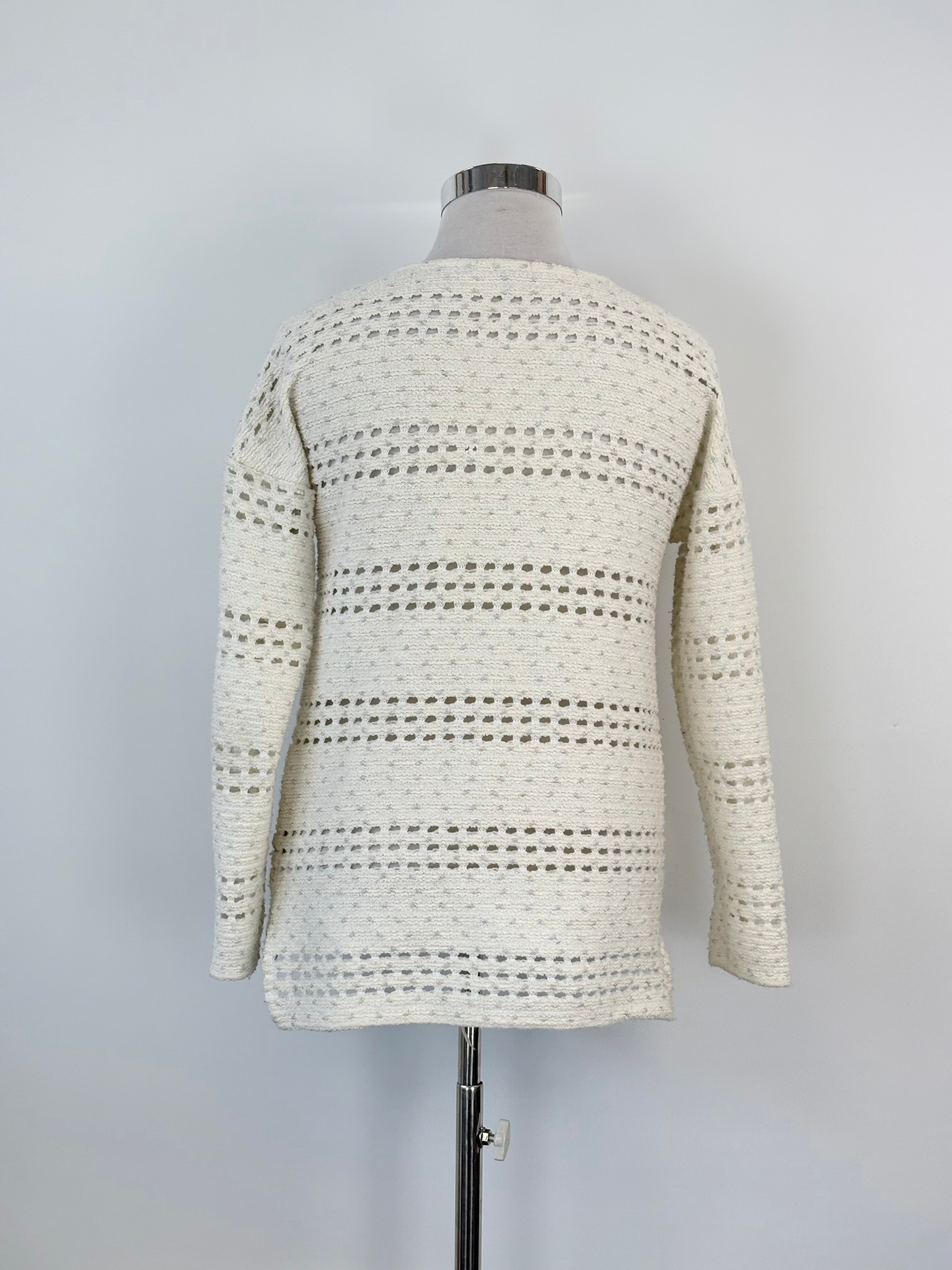 Massimo Dutti Cream & Silver Sparkly Crochet Knit Sweater - AU12