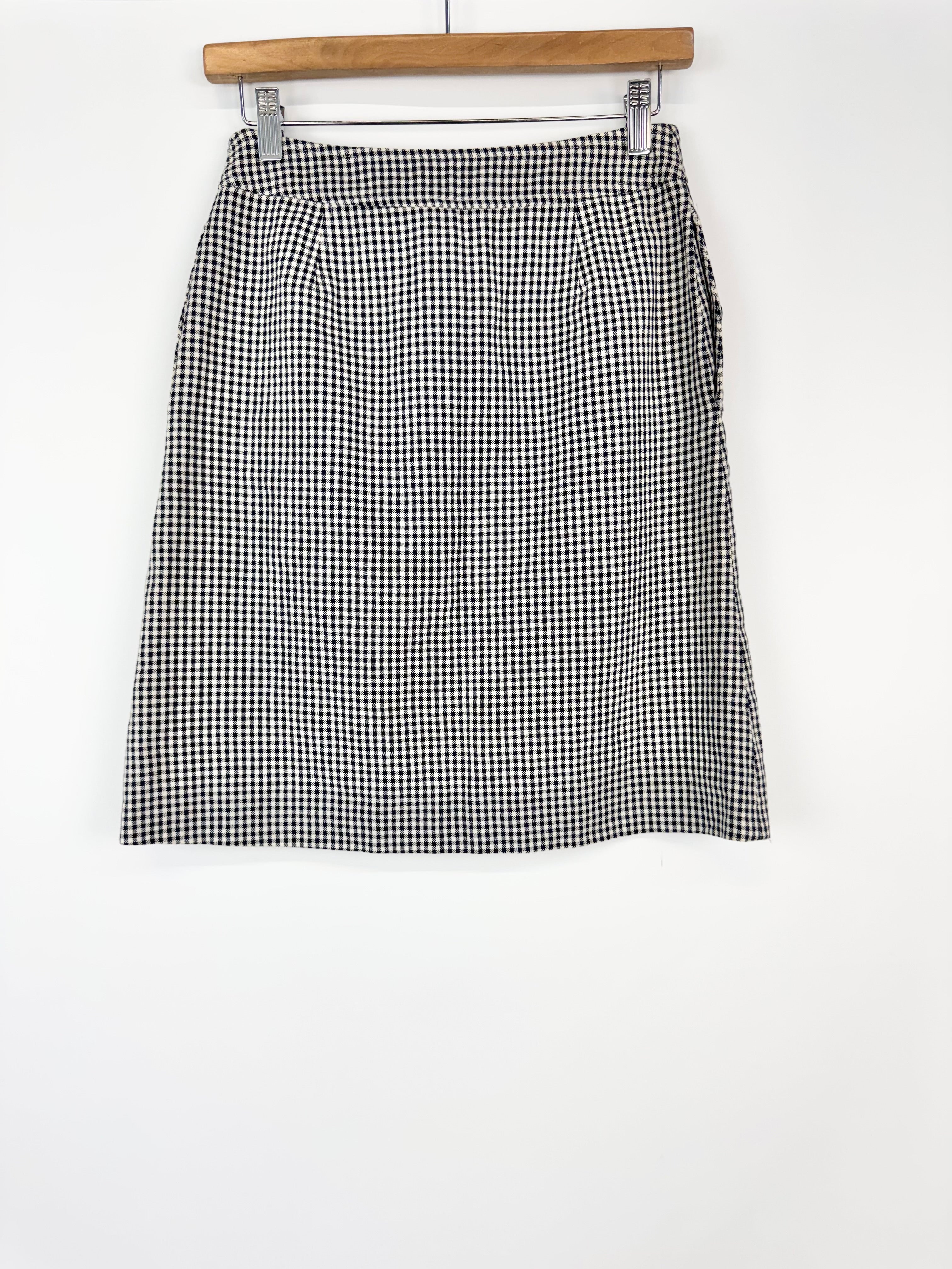 A.P.C Black & White Gingham Pattern A-Line Skirt - AU8