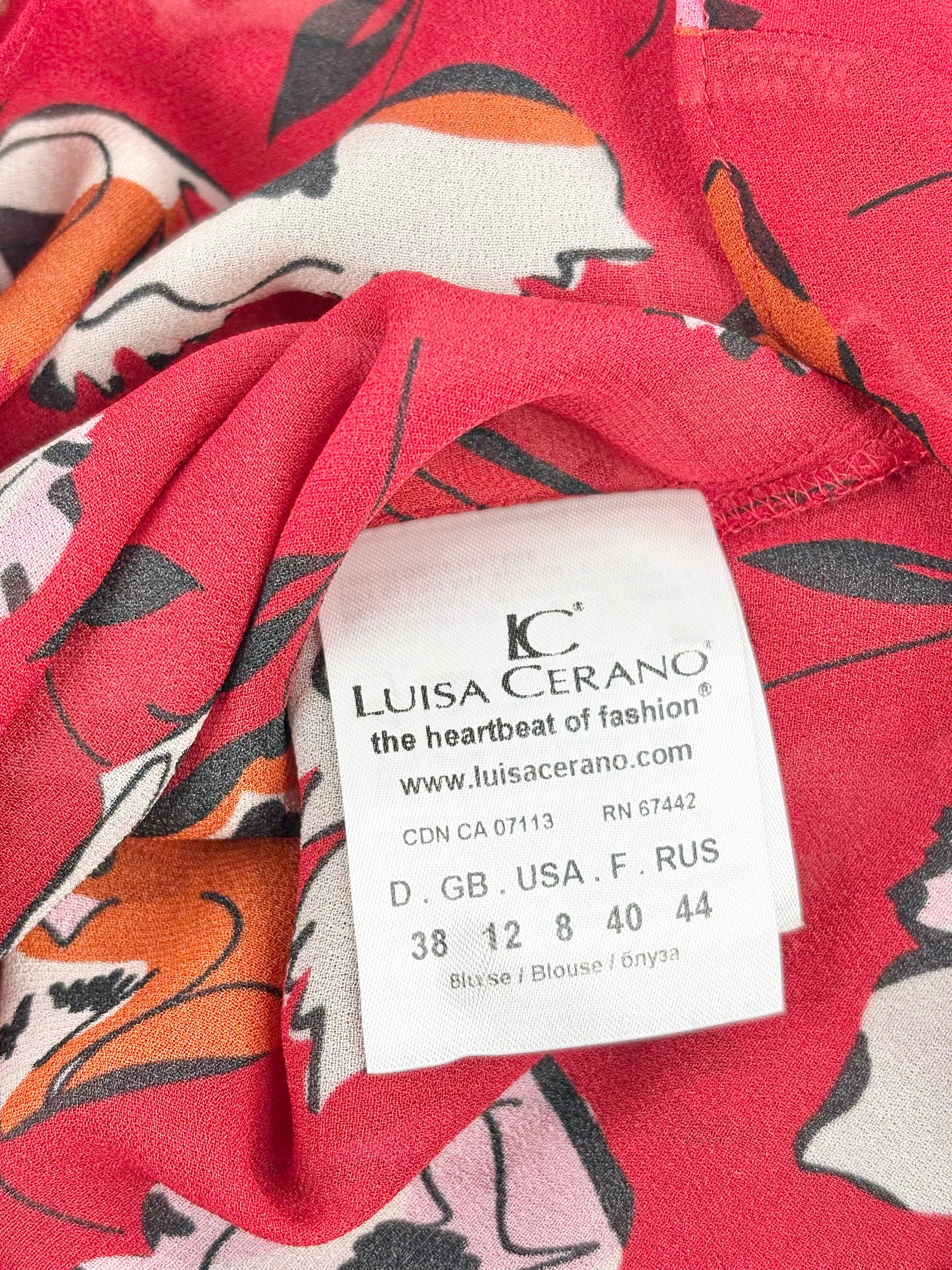 Luisa Cerano Sheer Ruby Red Patterned Blouse - AU12