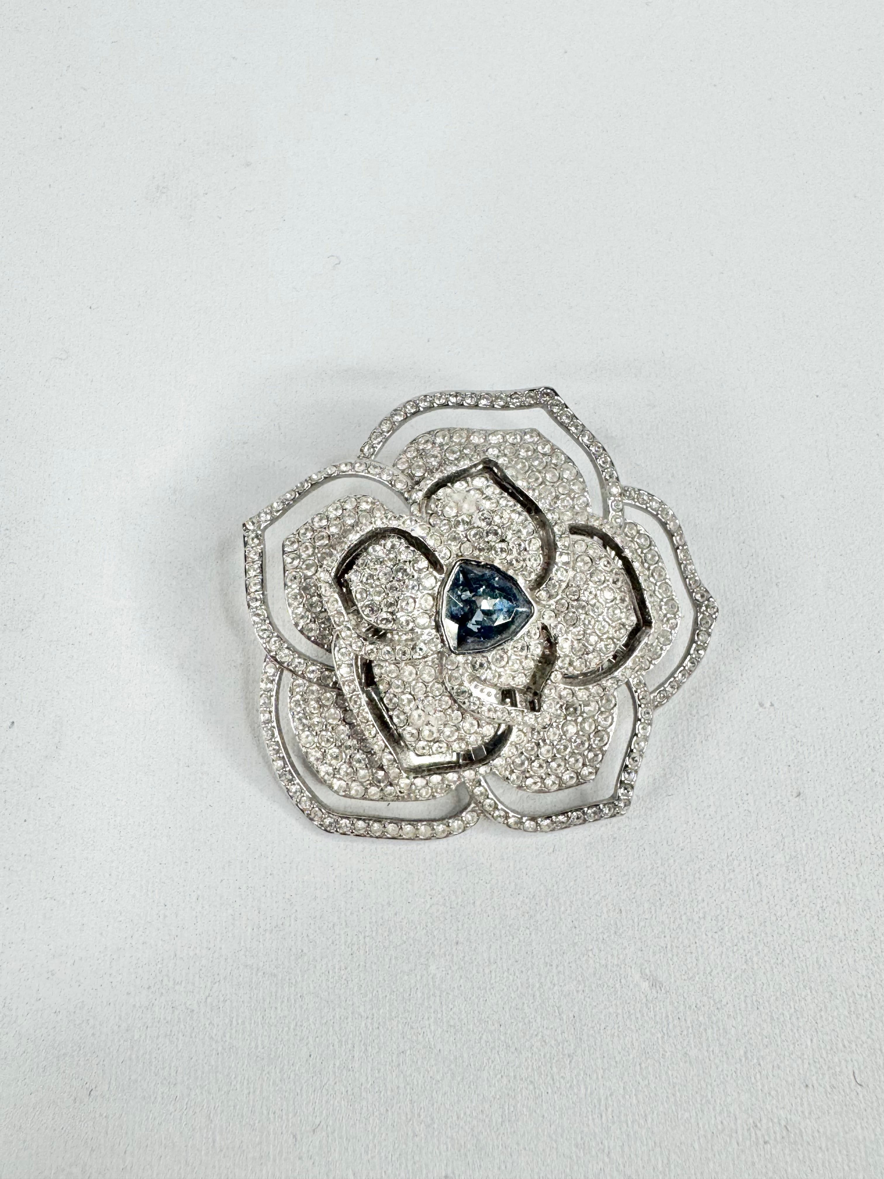 Swarovski Pave Crystal Studded Flower Brooch
