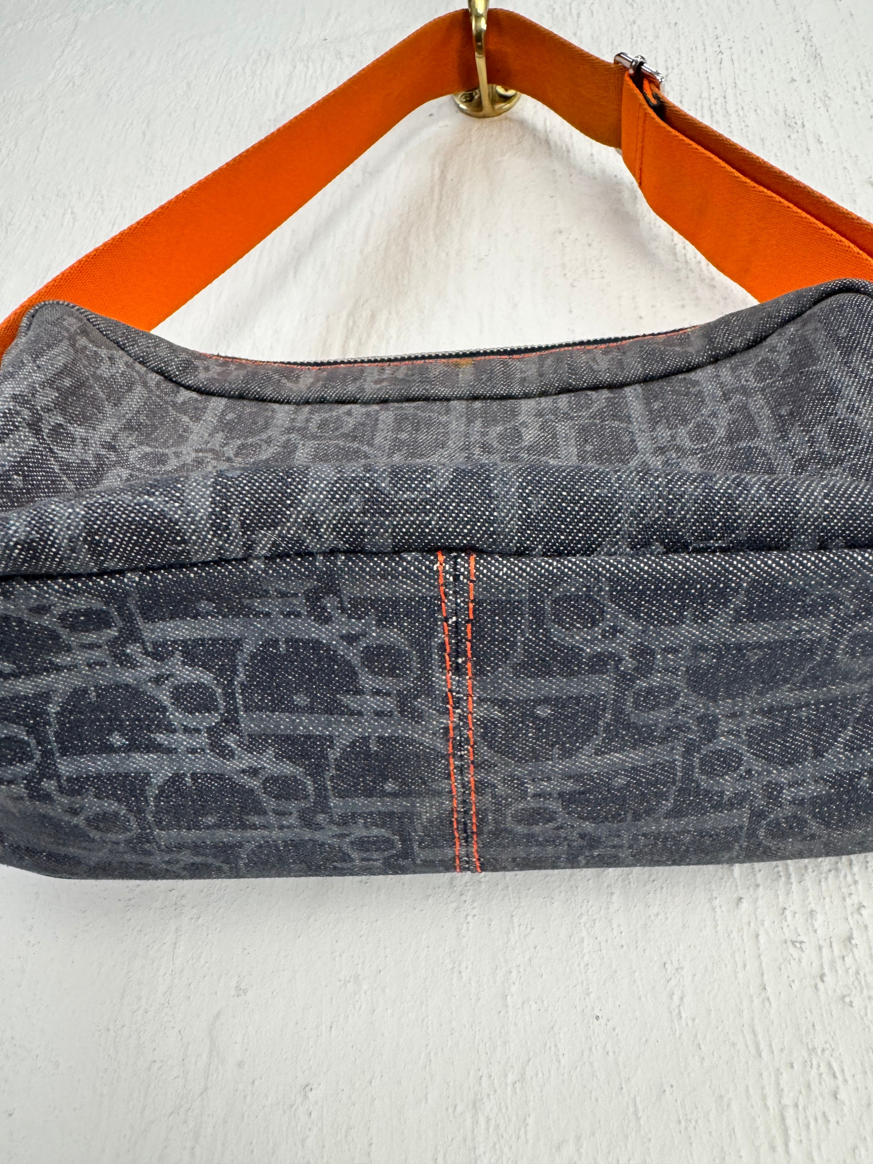 Christian Dior 2006 'Remove Before Flight' Diorissmo Canvas & Orange Contrast Shoulder Bag
