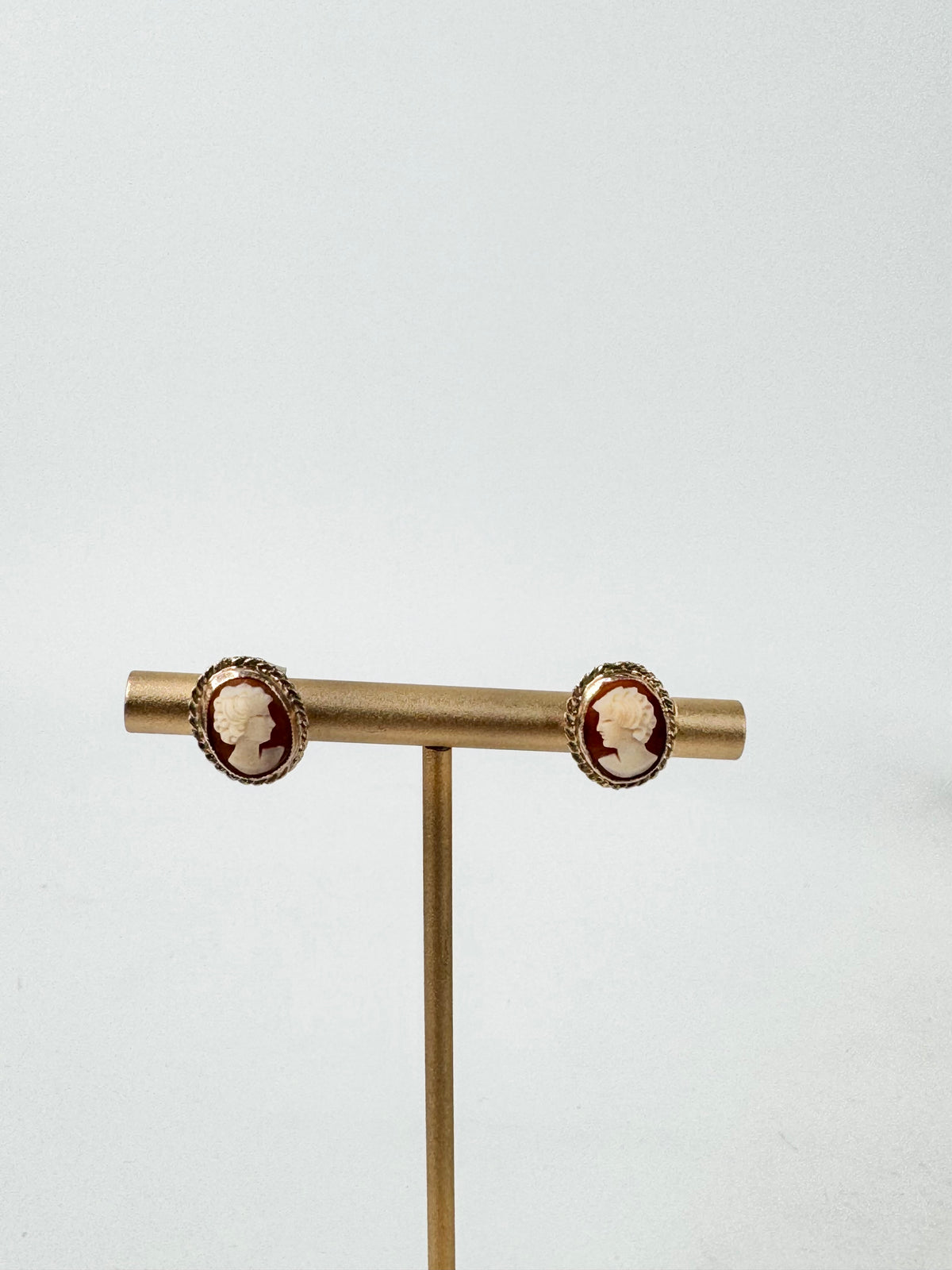 Vintage 9ct Rose Gold Cameo Studs with Silver Backings