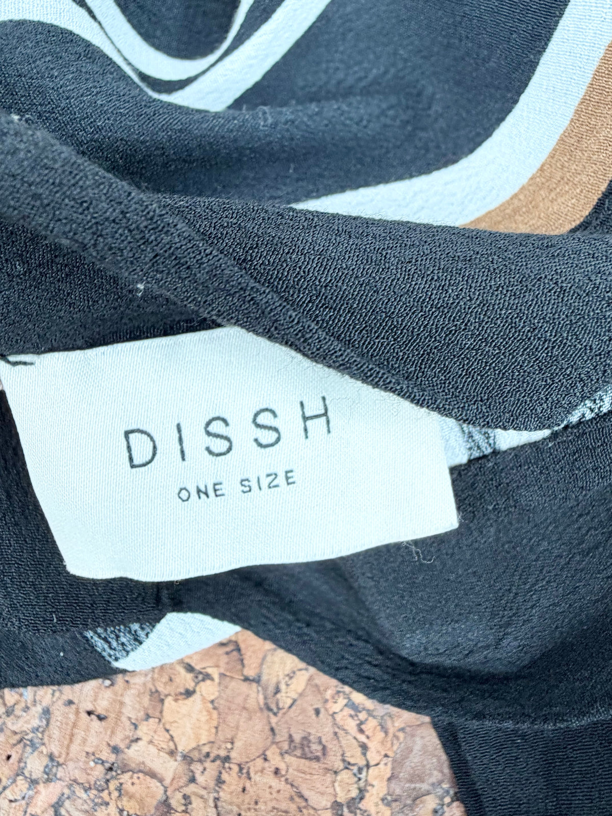 Dissh Black, White & Khaki Patterned Square Scarf