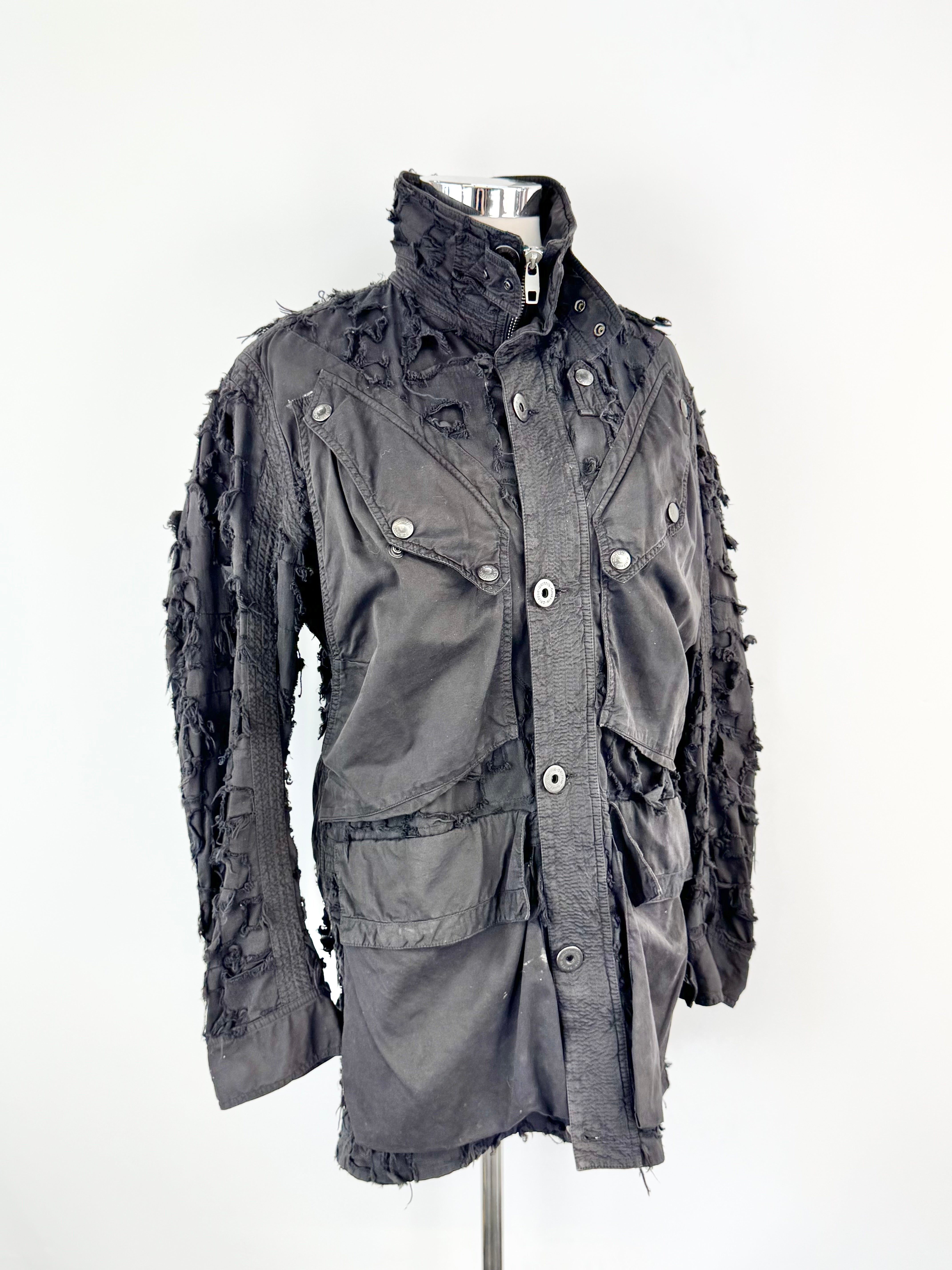 Griffin Studios Black Distressed Cotton Coat - AU10
