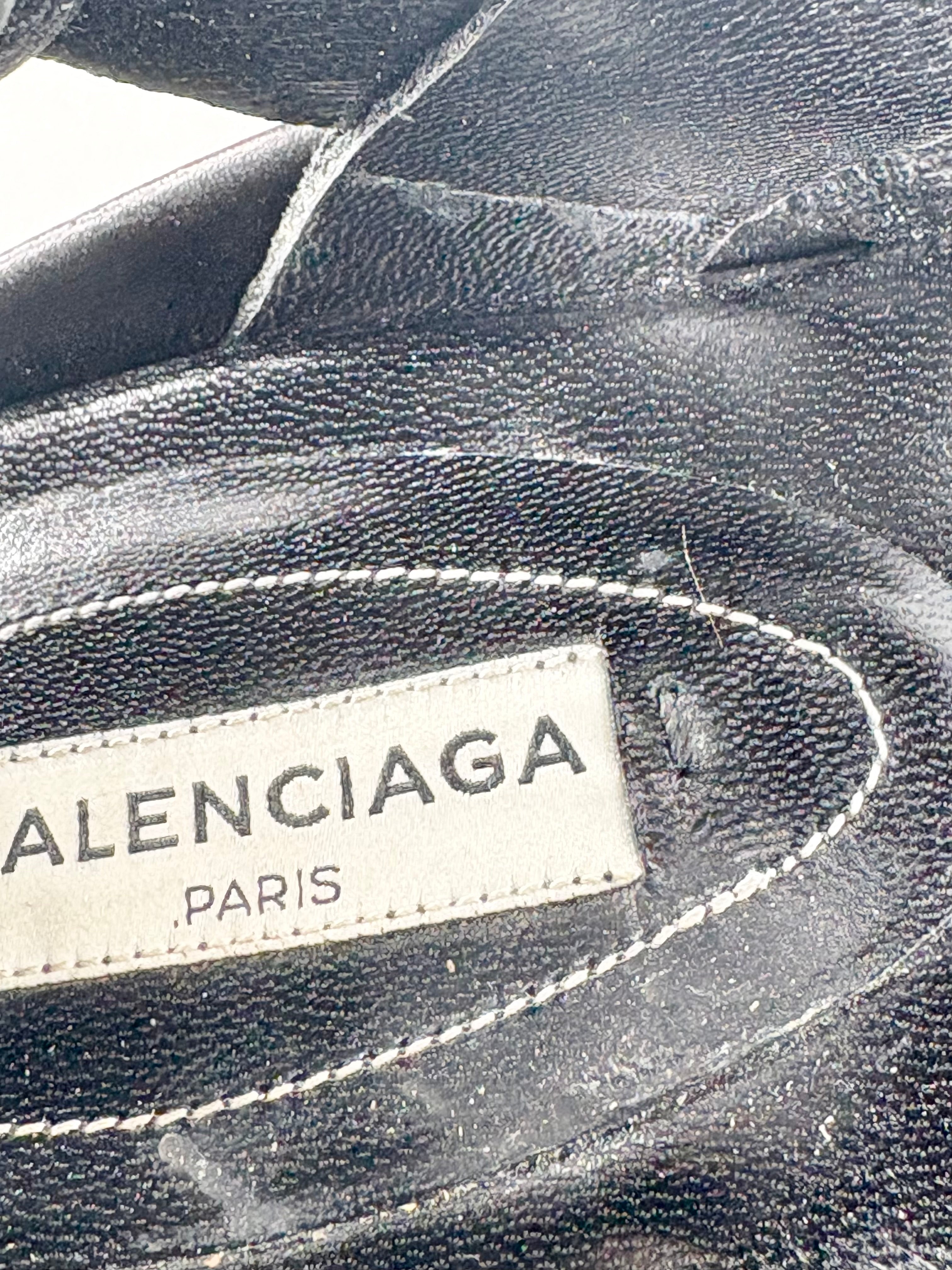 Balenciaga Black Leather 'Arena' Sandals - EU40.5