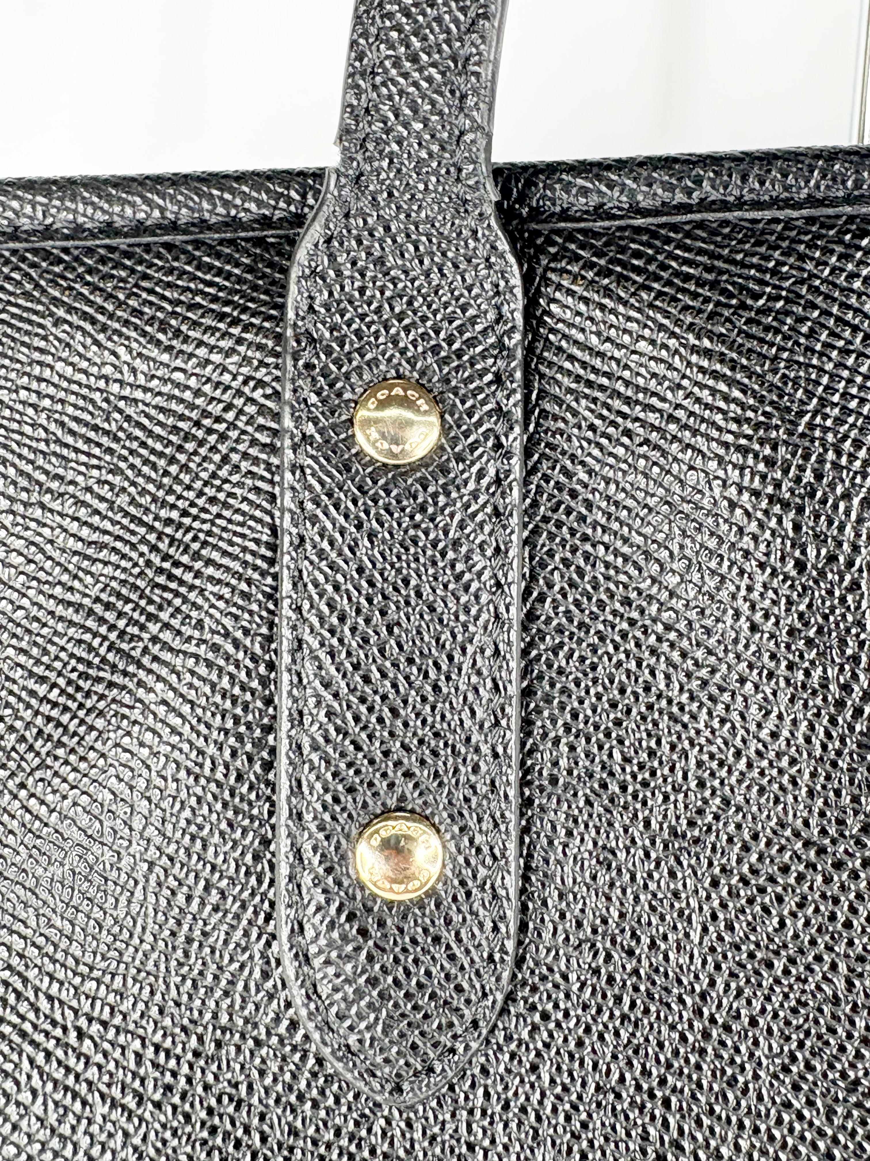 Coach Black Cross-Grained Leather City Tote Bag