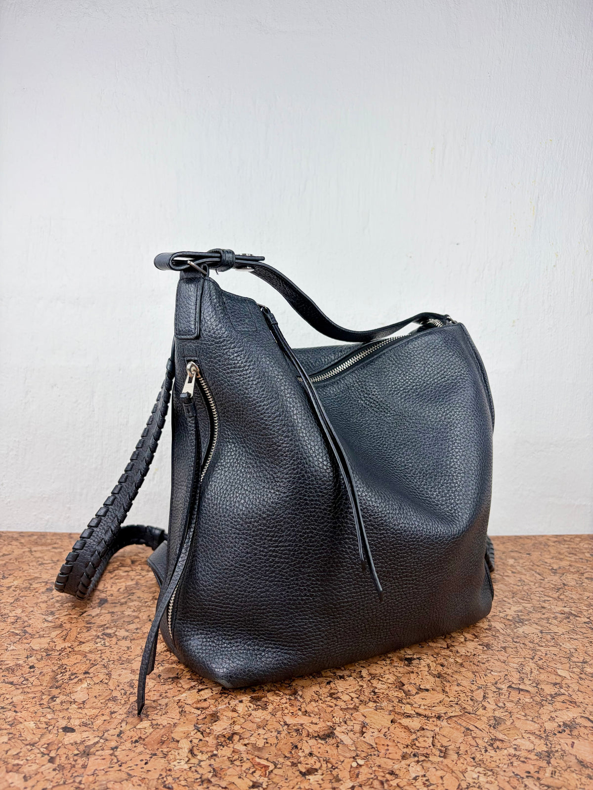 All Saints Black 'Kita' Convertible Leather Backpack