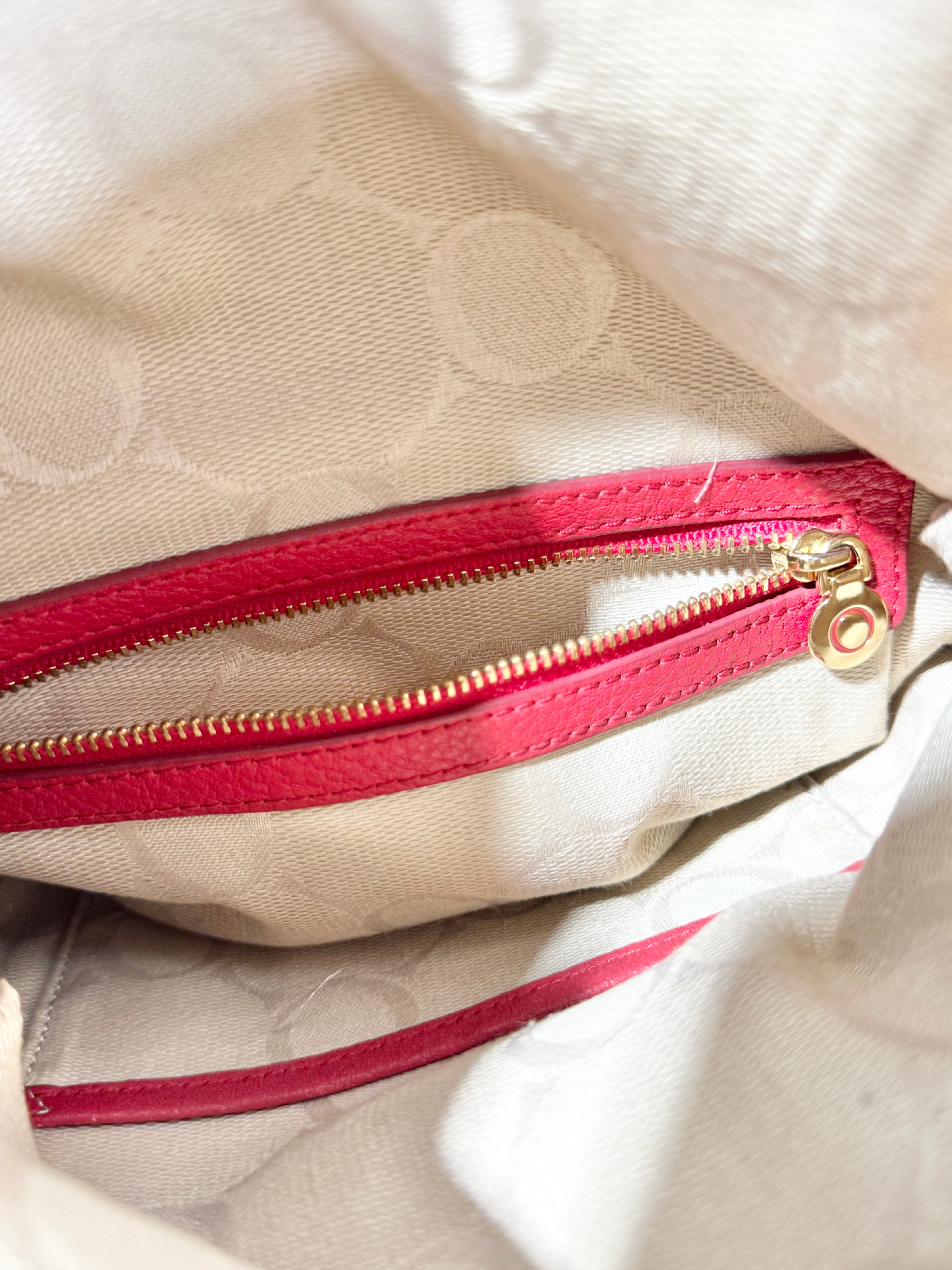 Oroton Chilli Red Grained Leather Folded Bag