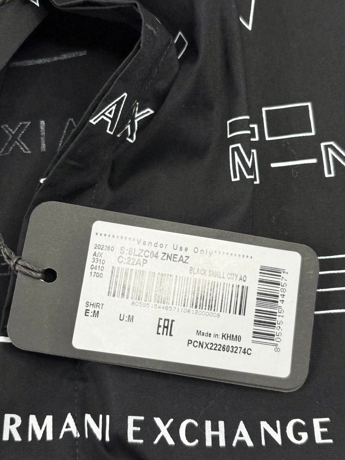 Armani Exchange Black Logo-Print Short Sleeve Shirt - M