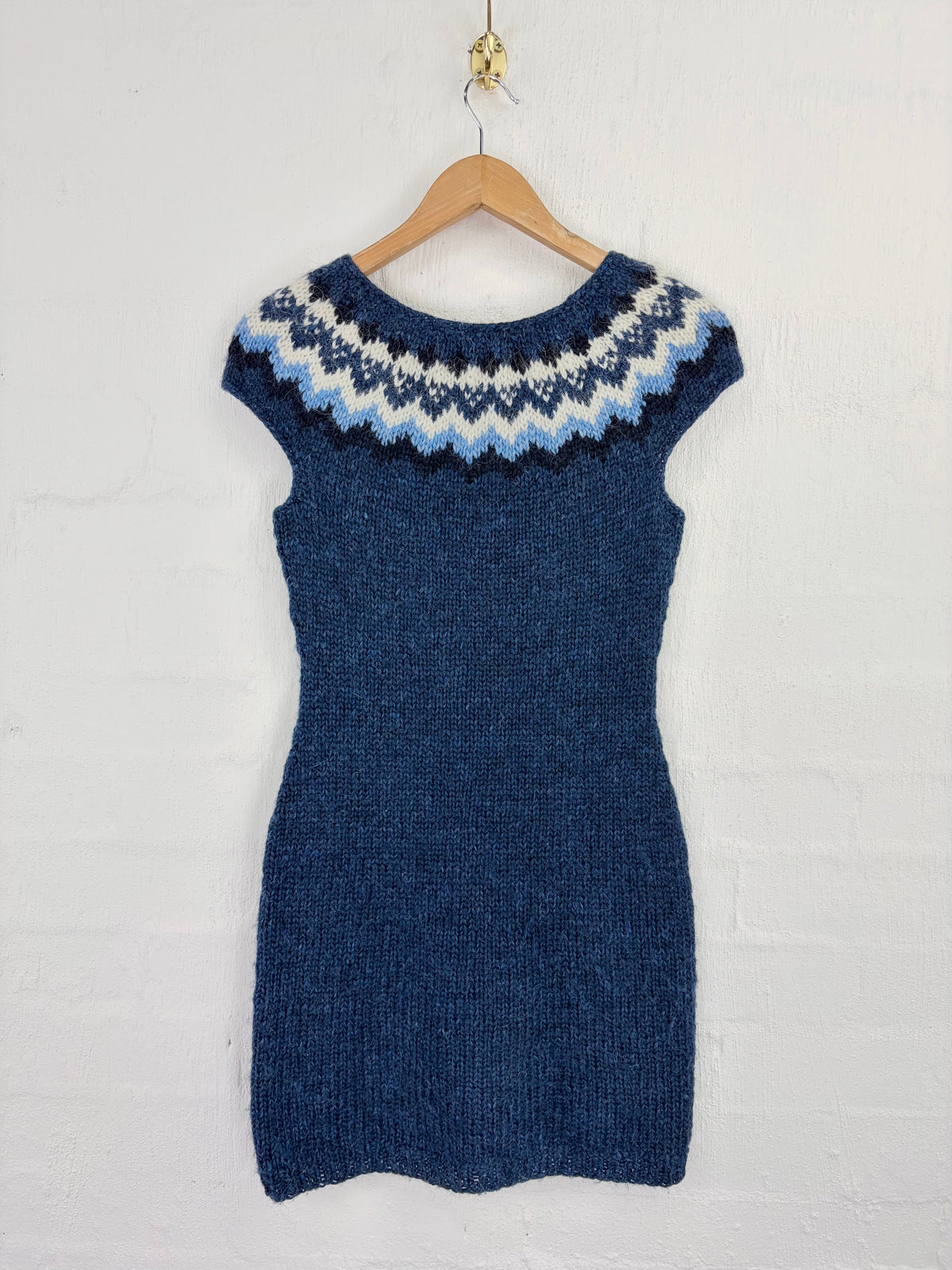 The Hand Knitting Association of Iceland Sea Blue Knitted Midi Dress - AU6/8