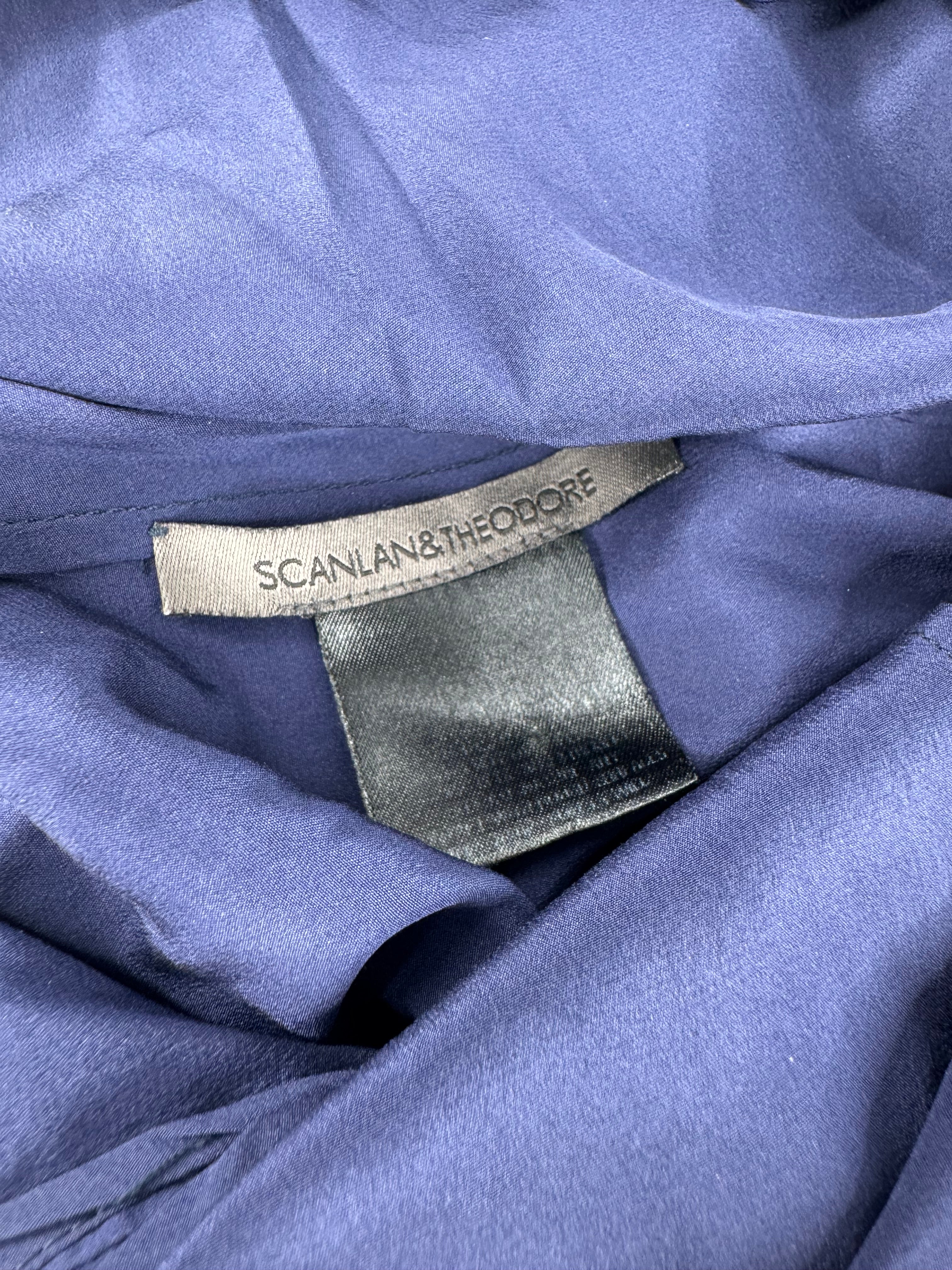 Scanlan Theodore Navy Silk Sheer Asymmetrical Blouse - AU8/10
