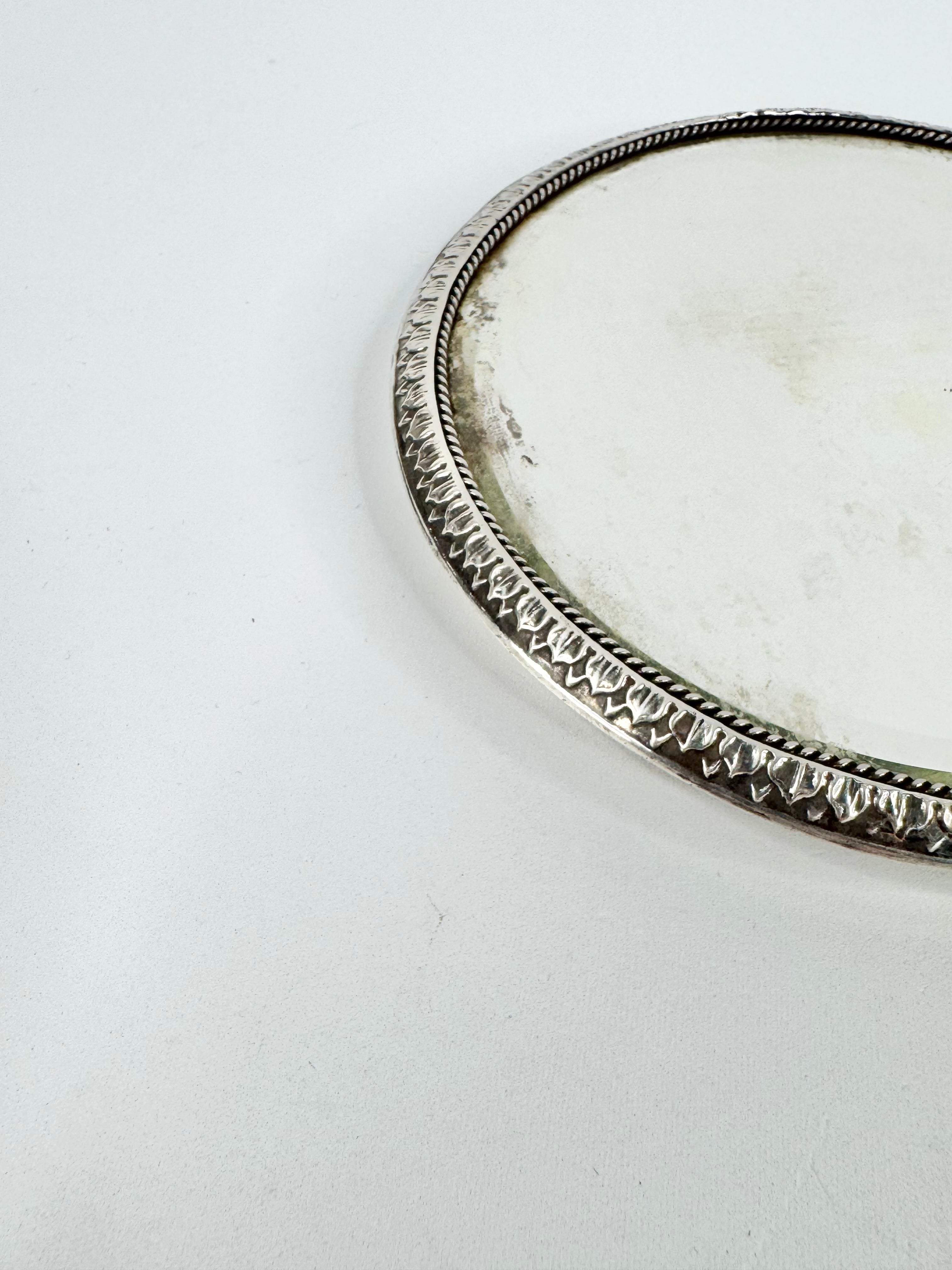 Antique 1900s Henry Mathews Handheld Silver Mirror
