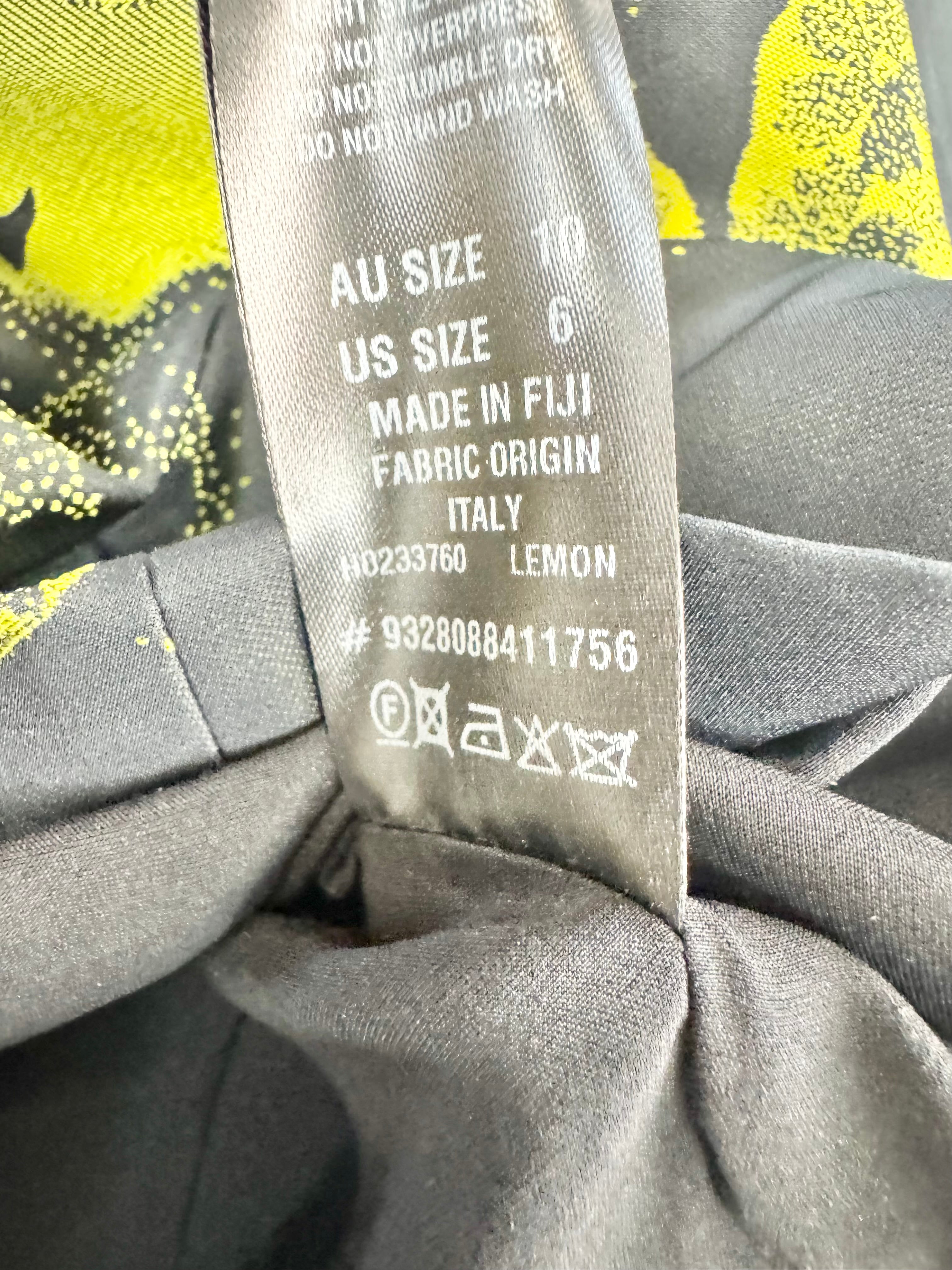 Scanlan Theodore 'Citrus' Black & Yellow Taffeta Balloon Sleeve Cropped Blouse