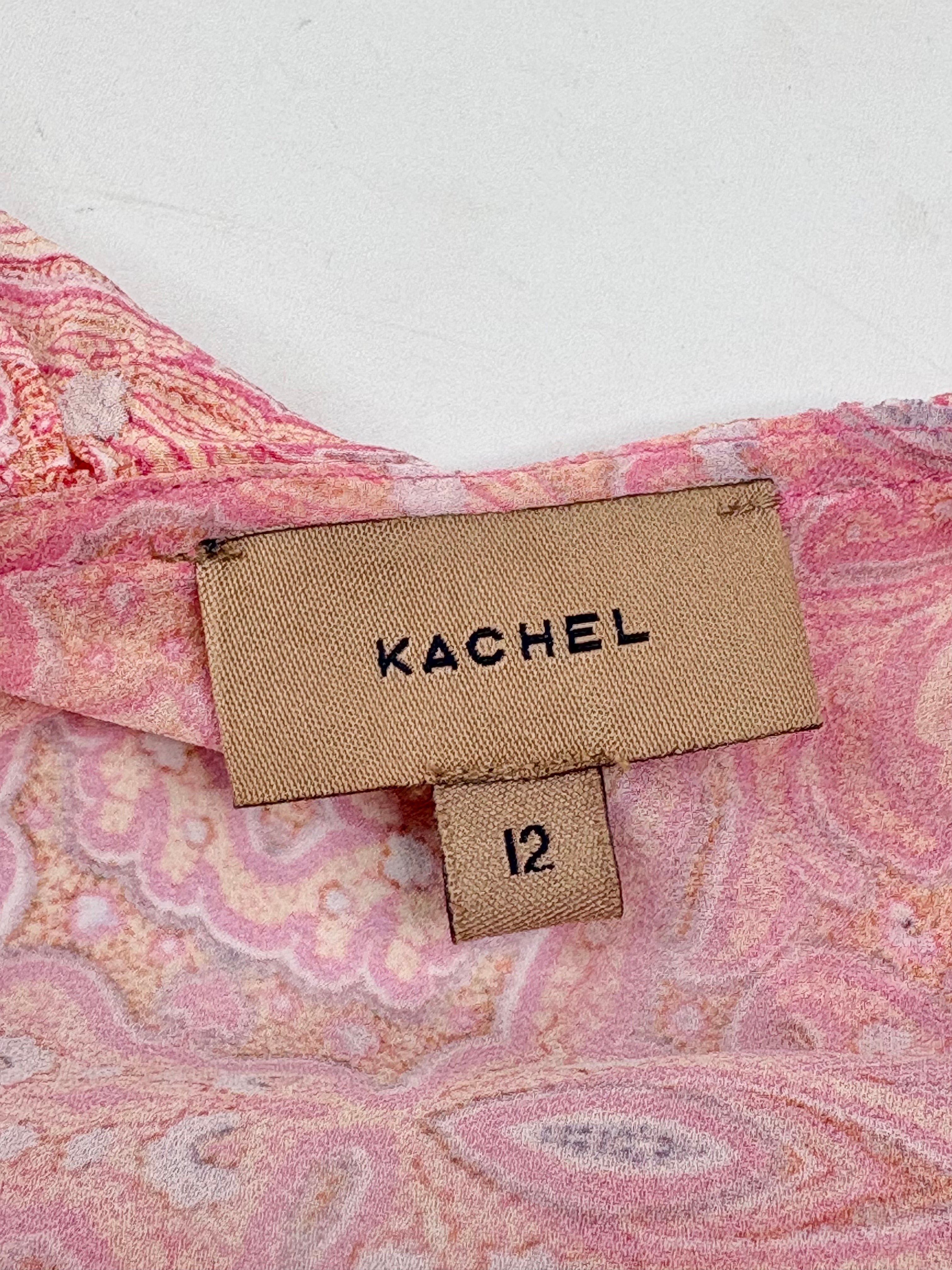Kachel Pink Silk Paisley Georgette Sleeveless Top - AU12