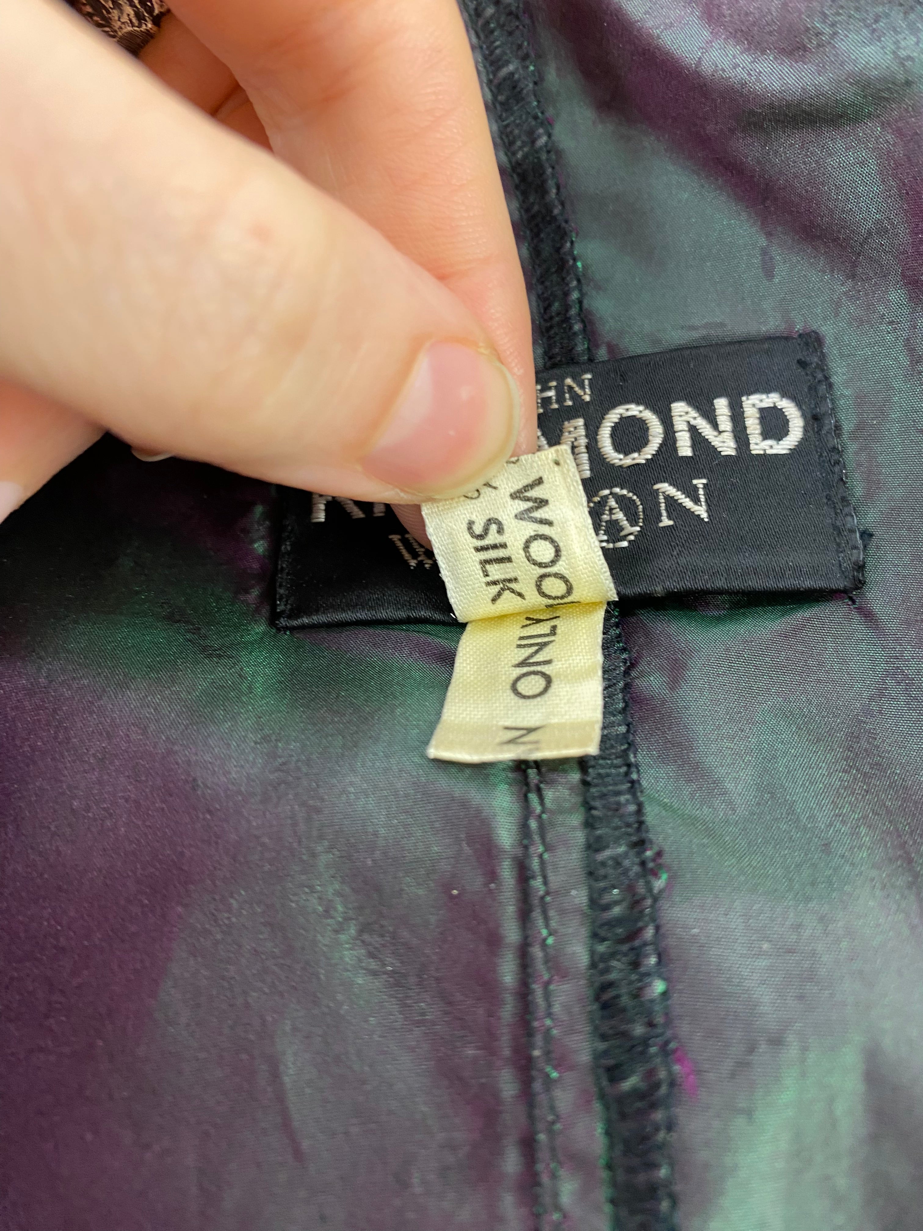 John Richmond Women Blue & Green Shot Silk & Wool Blazer - AU10