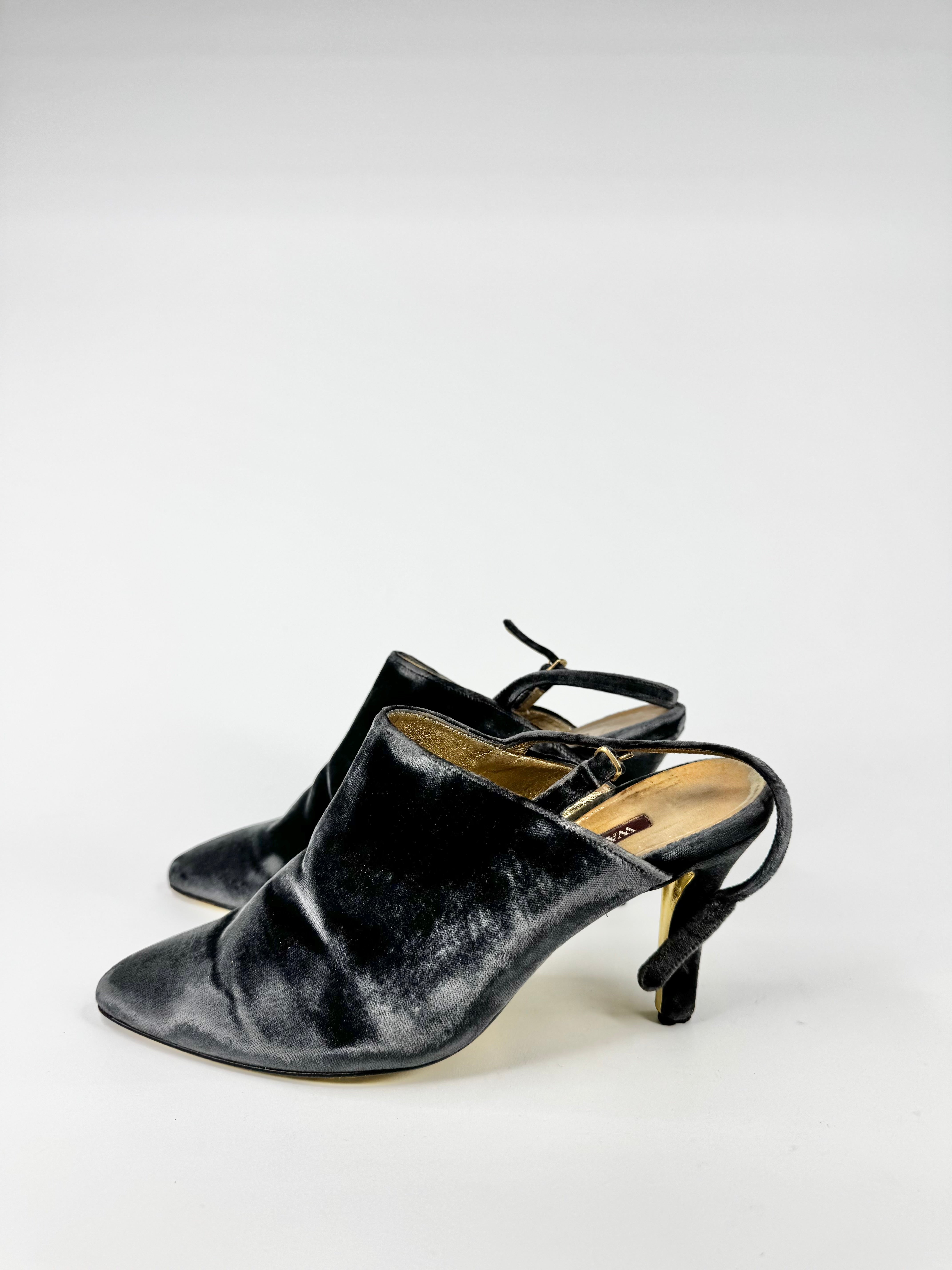 Walter Steiger Cloud Grey Velvet Stilettos - EU38.5