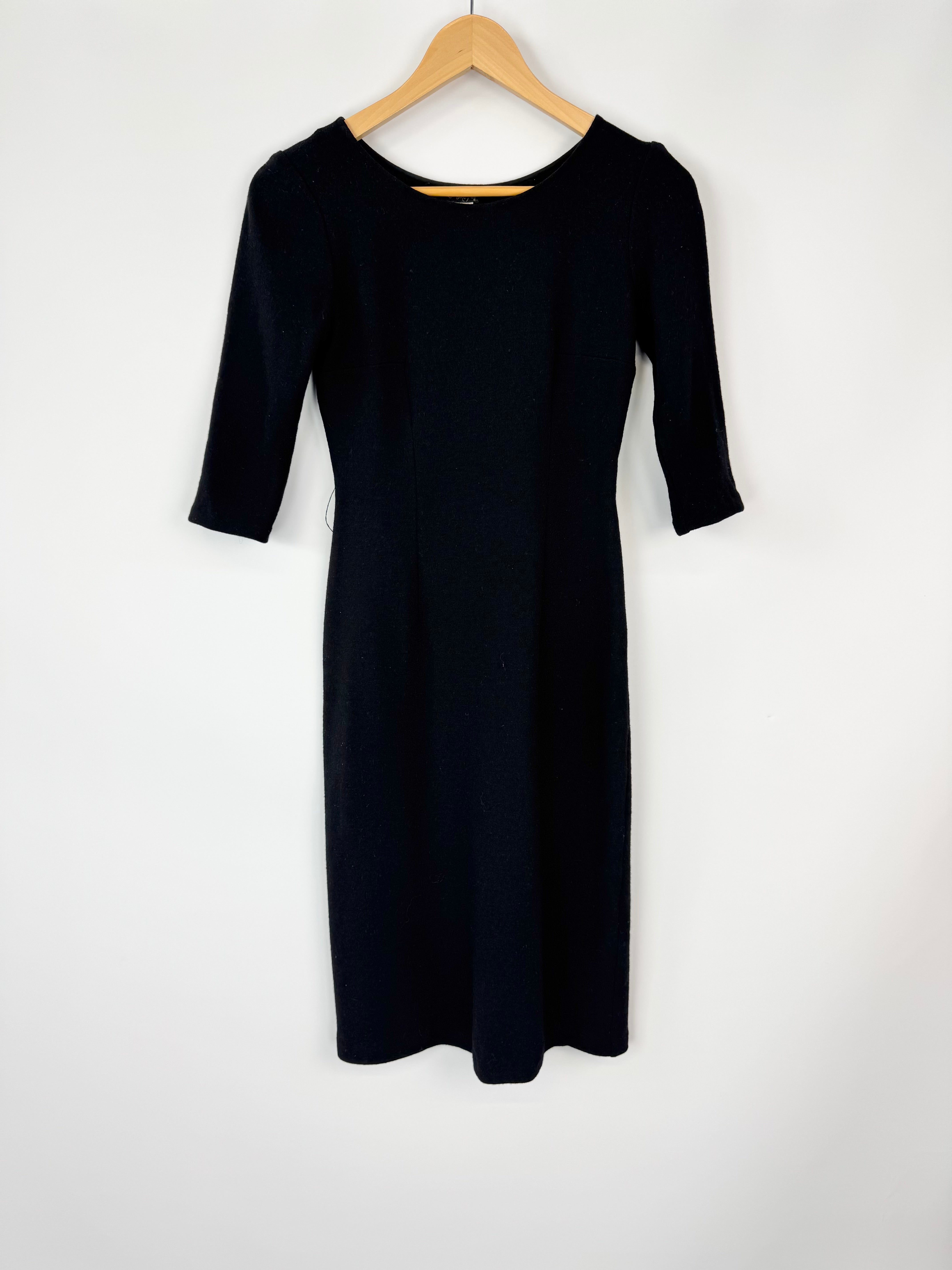 Colette Dinnigan Black Wool Tailored Sheath Dress - AU8/10