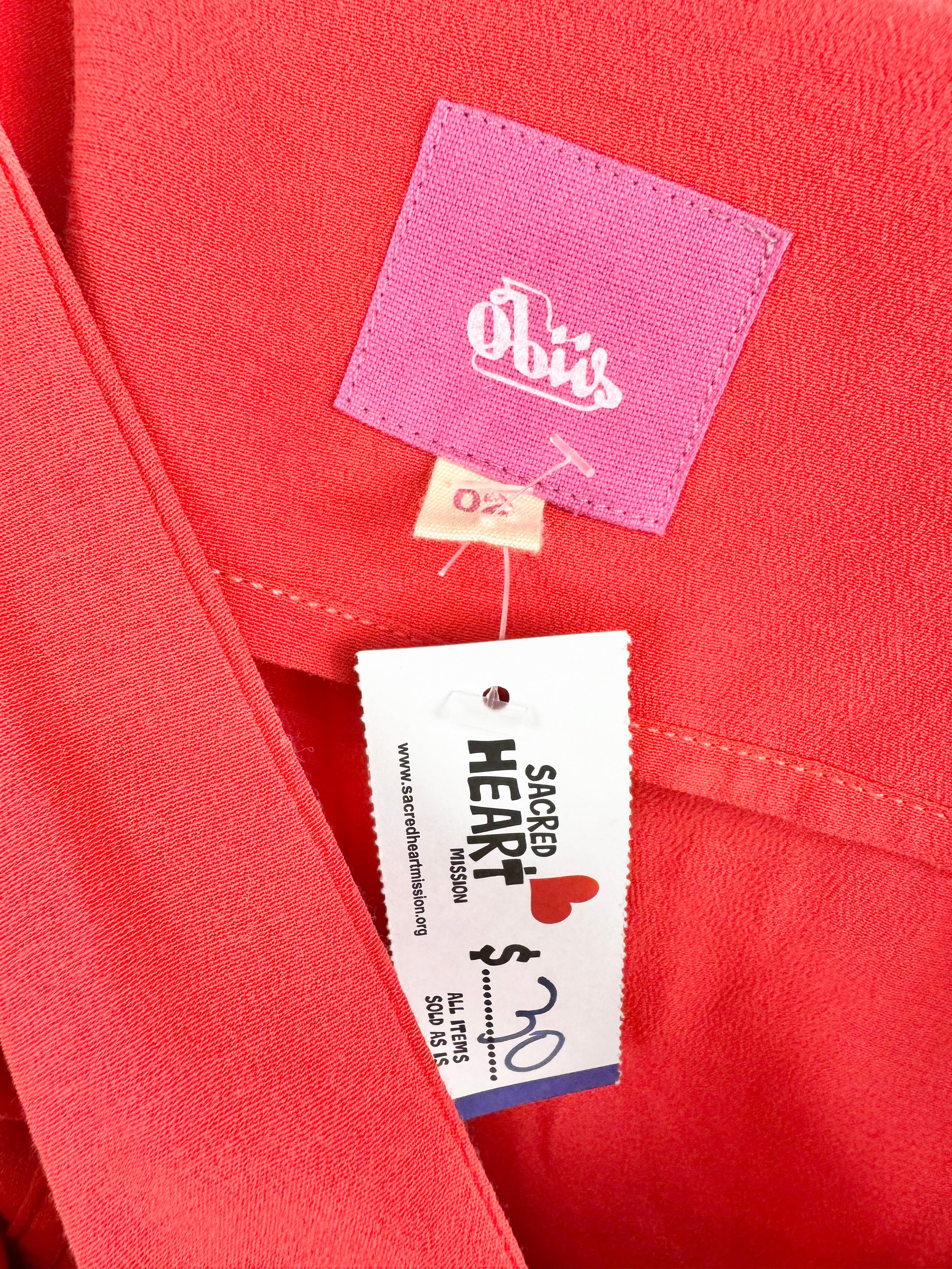 Obus Grapefruit Strap & Short Sleeve Knee-Length Dress - AU10/12