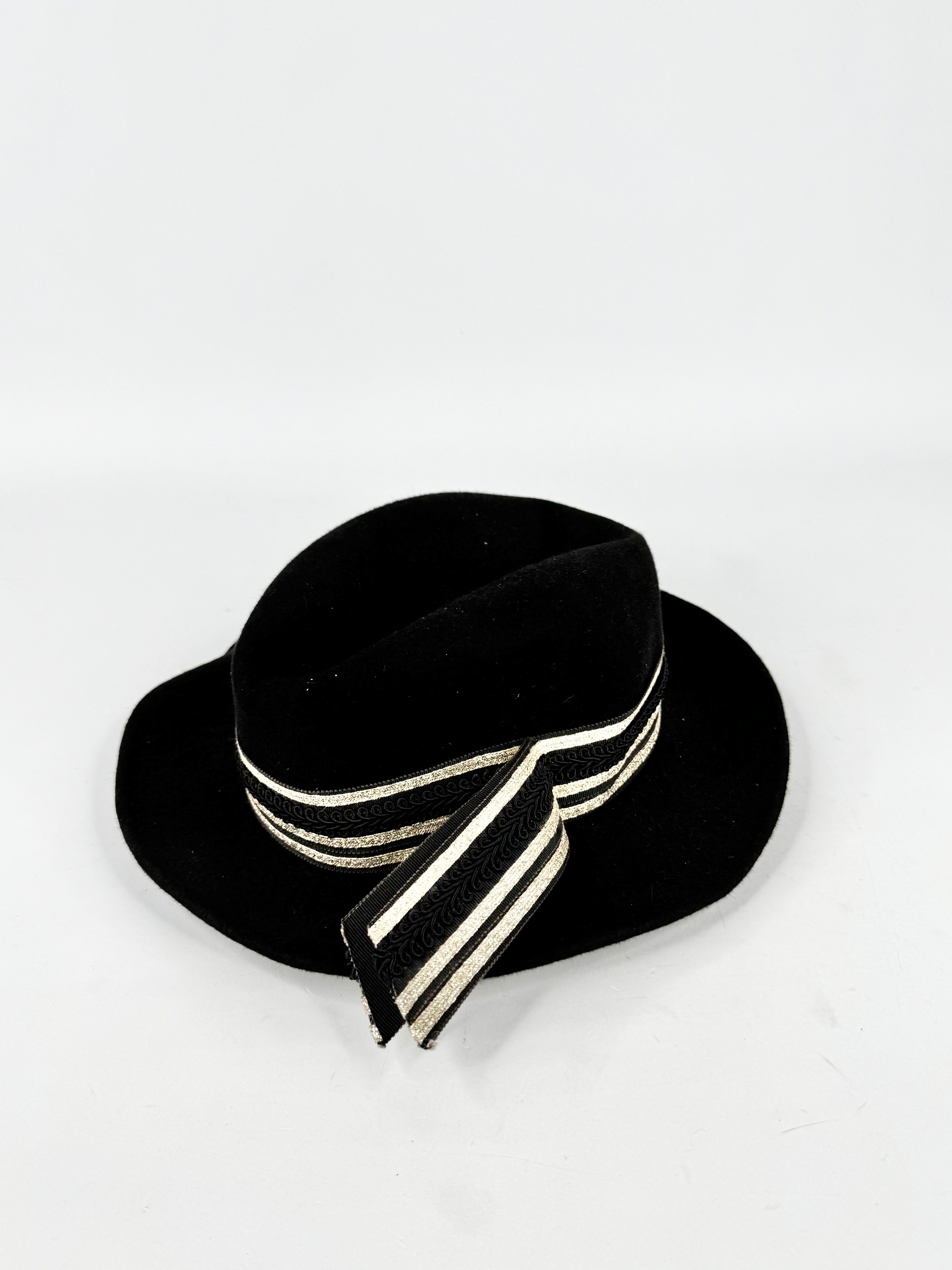 Vintage Mr. J Melbourne Black Gold Trim Hat