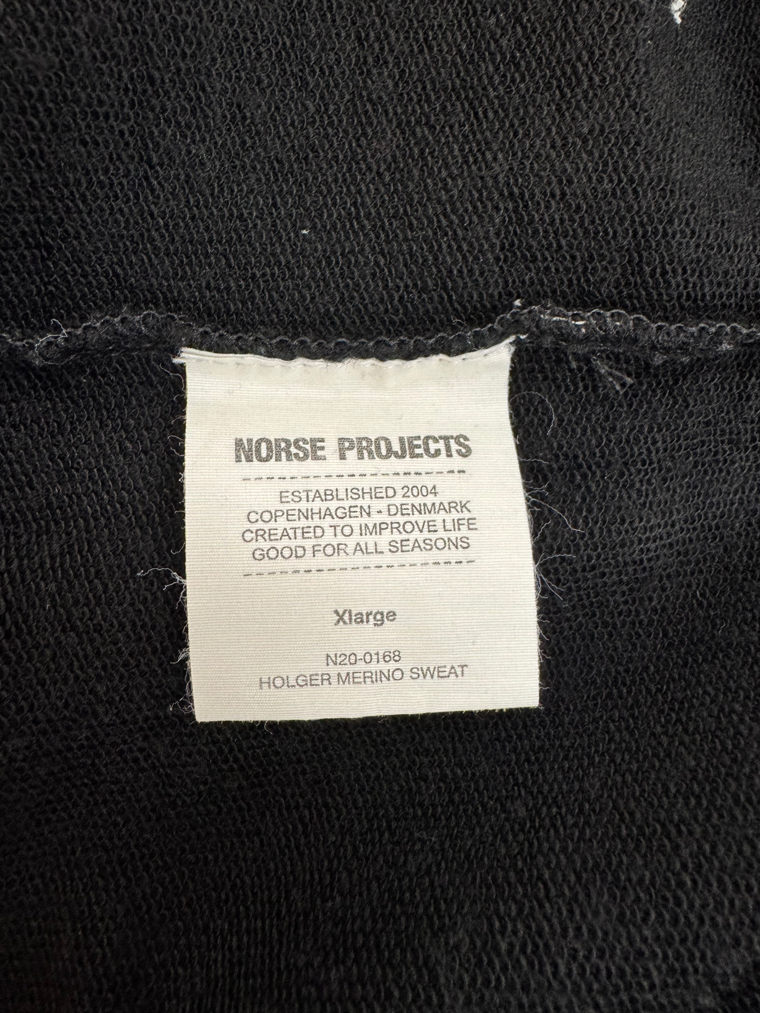 Norse Projects Black Merino Wool Long Sleeve Top - XL