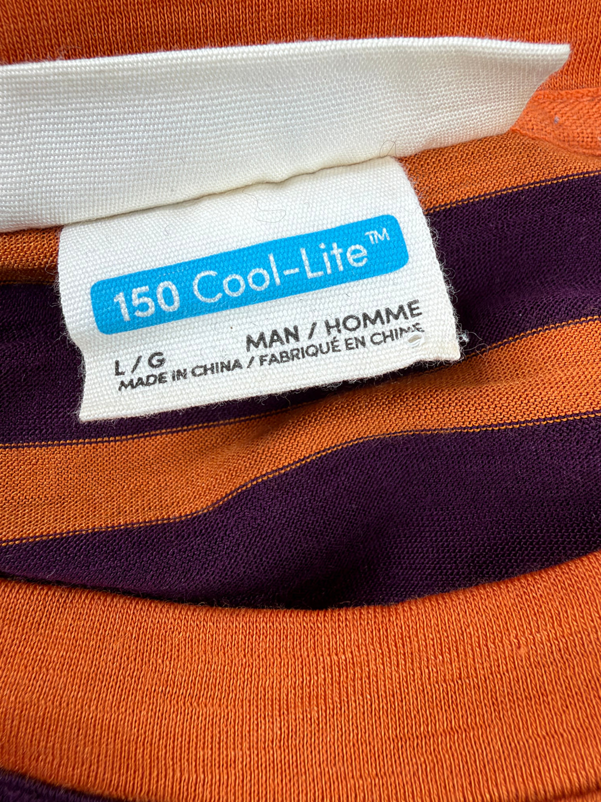 Icebreaker Orange and Purple 150 Cool-Lite Stripe T-Shirt - L