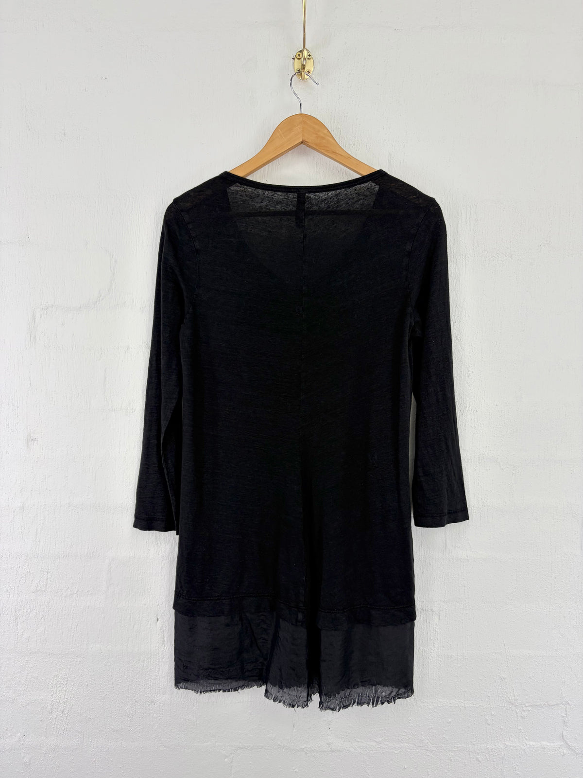 Rundholz Black Linen & Silk Trim Asymmetrical Top - AU8/10
