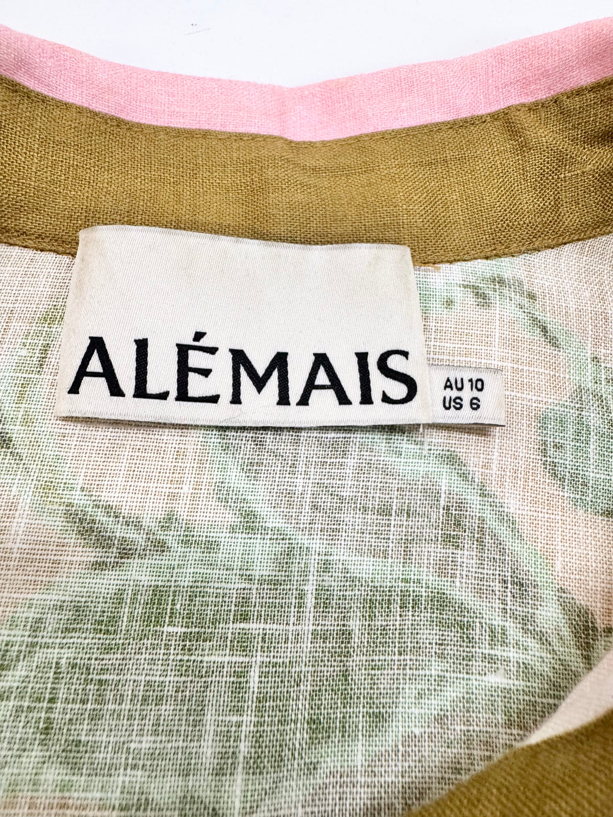 Alémais ‘Winnie’ Mustard and Pink Retro Floral Patterned Linen Shirt - AU10