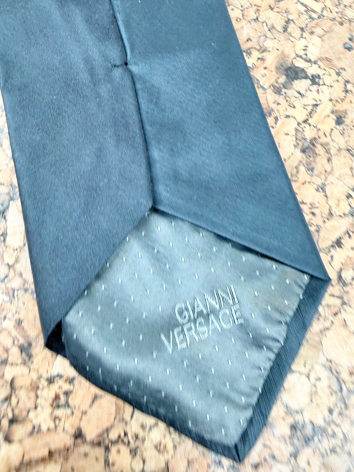 Vintage Gianni Versace Black Medusa Head Embellished Tie