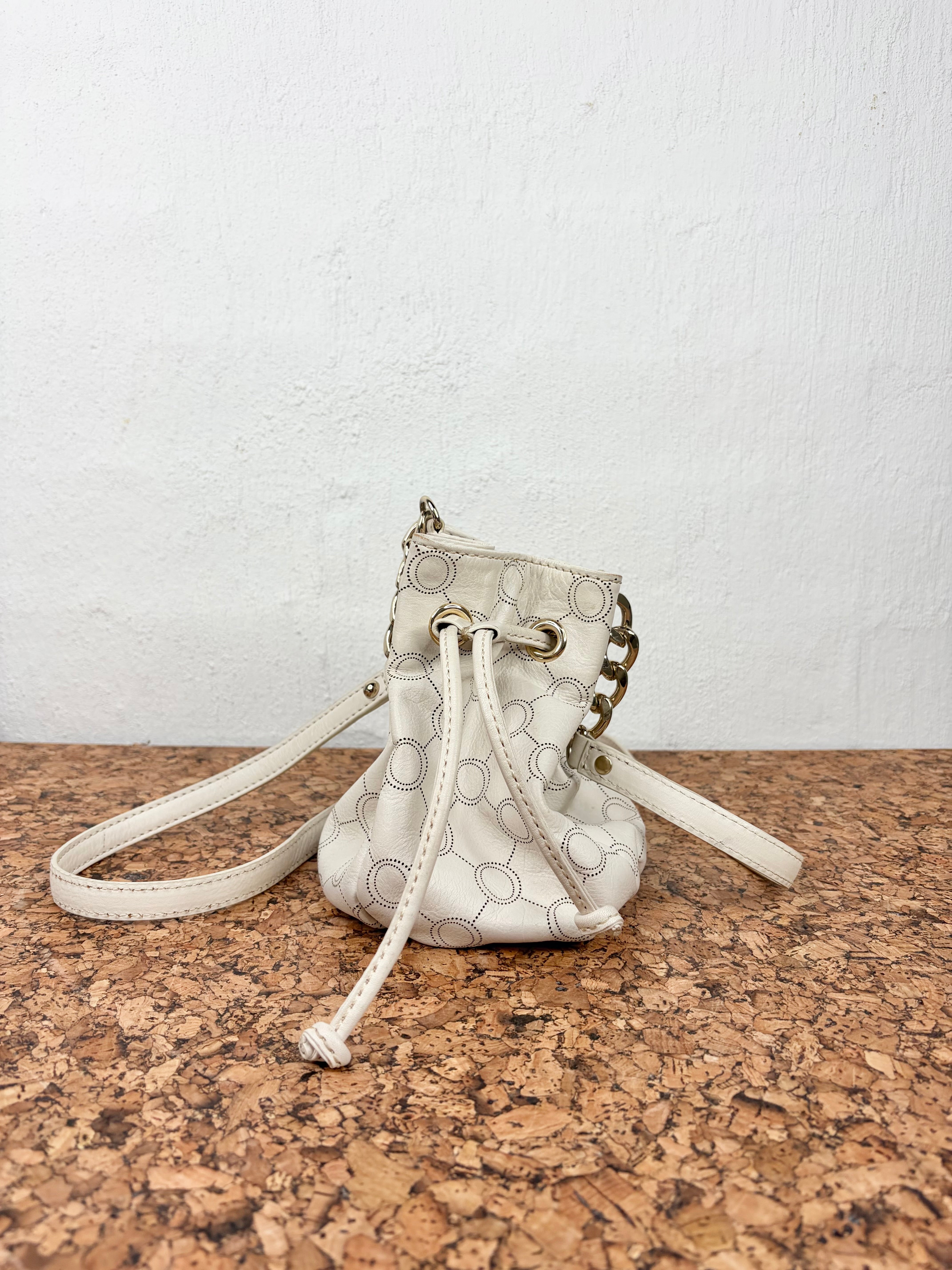 Oroton Cream Monogram Drawstring Bag