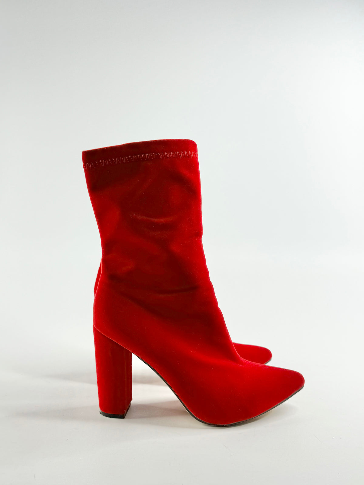 Crimson Fabric Heeled Boots - EU42